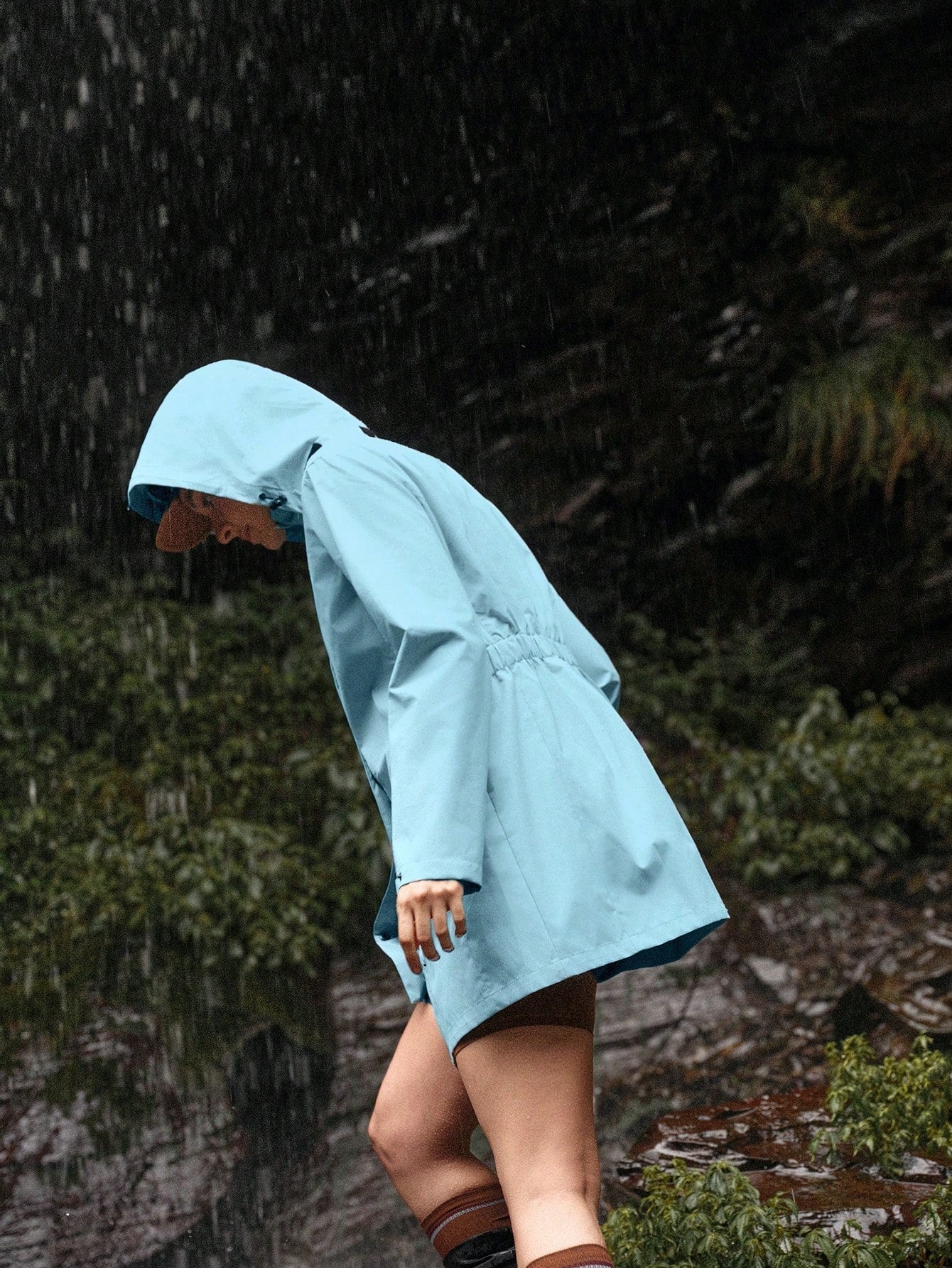 In My Nature Women's Hooded Long Sleeve Button Up Minimalist Casual Outdoor Raincoat