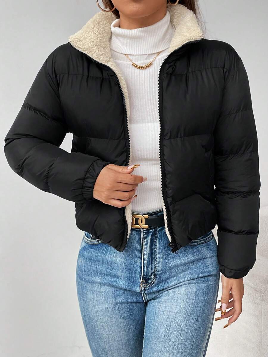 PETITE Women's Warm Thermal Lined Zip-Up Padded Coat, Winter,Cozy Fall And Winter Clothes For Women