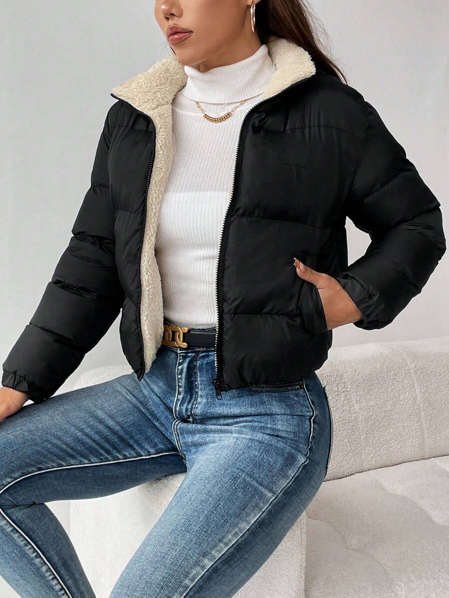 PETITE Women's Warm Thermal Lined Zip-Up Padded Coat, Winter,Cozy Fall And Winter Clothes For Women