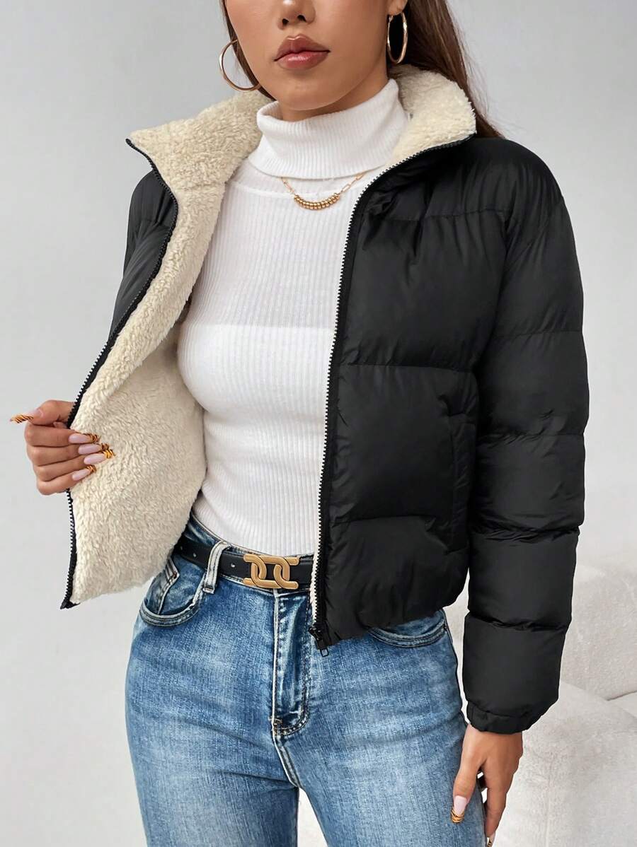 PETITE Women's Warm Thermal Lined Zip-Up Padded Coat, Winter,Cozy Fall And Winter Clothes For Women