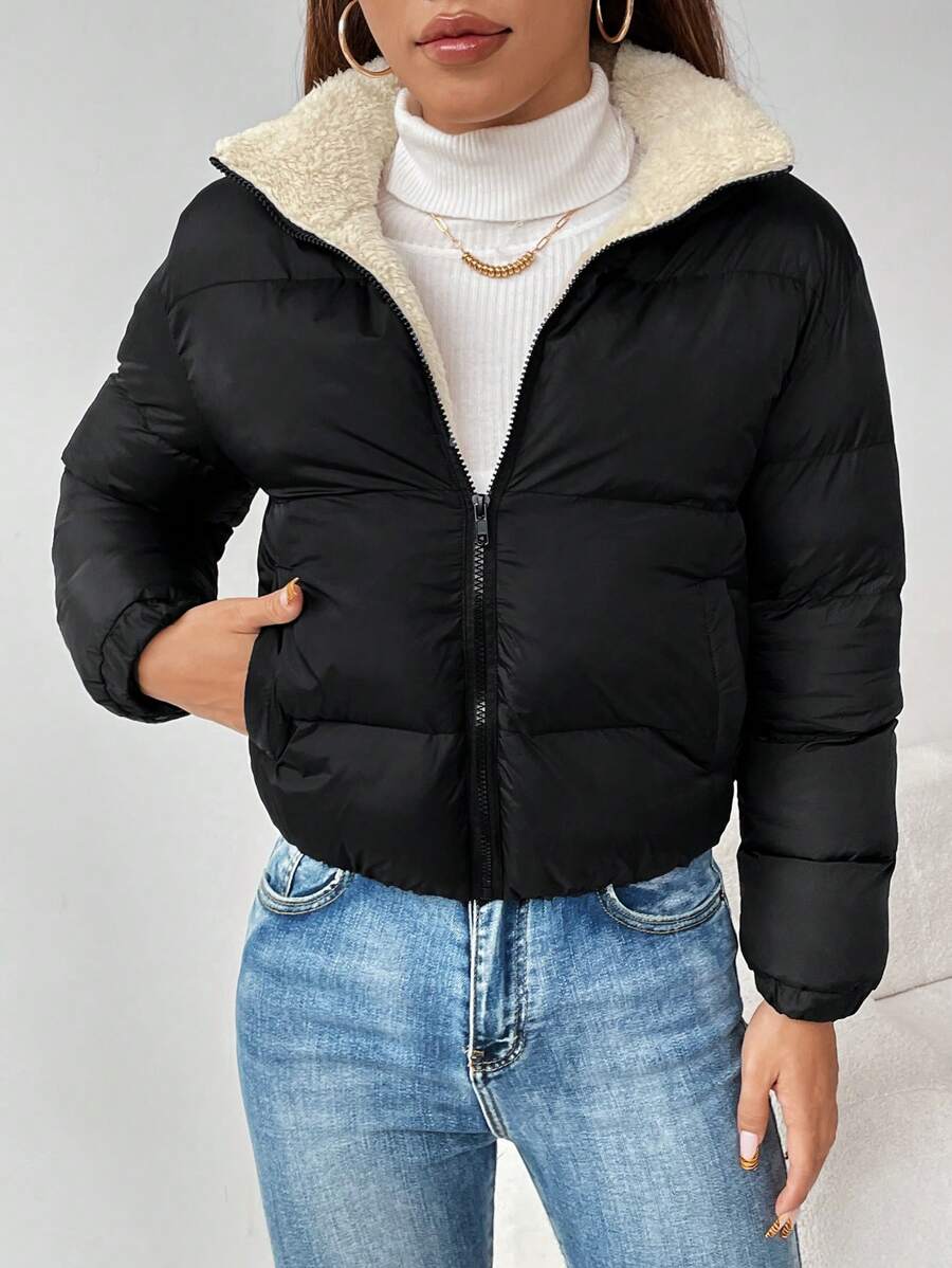 PETITE Women's Warm Thermal Lined Zip-Up Padded Coat, Winter,Cozy Fall And Winter Clothes For Women