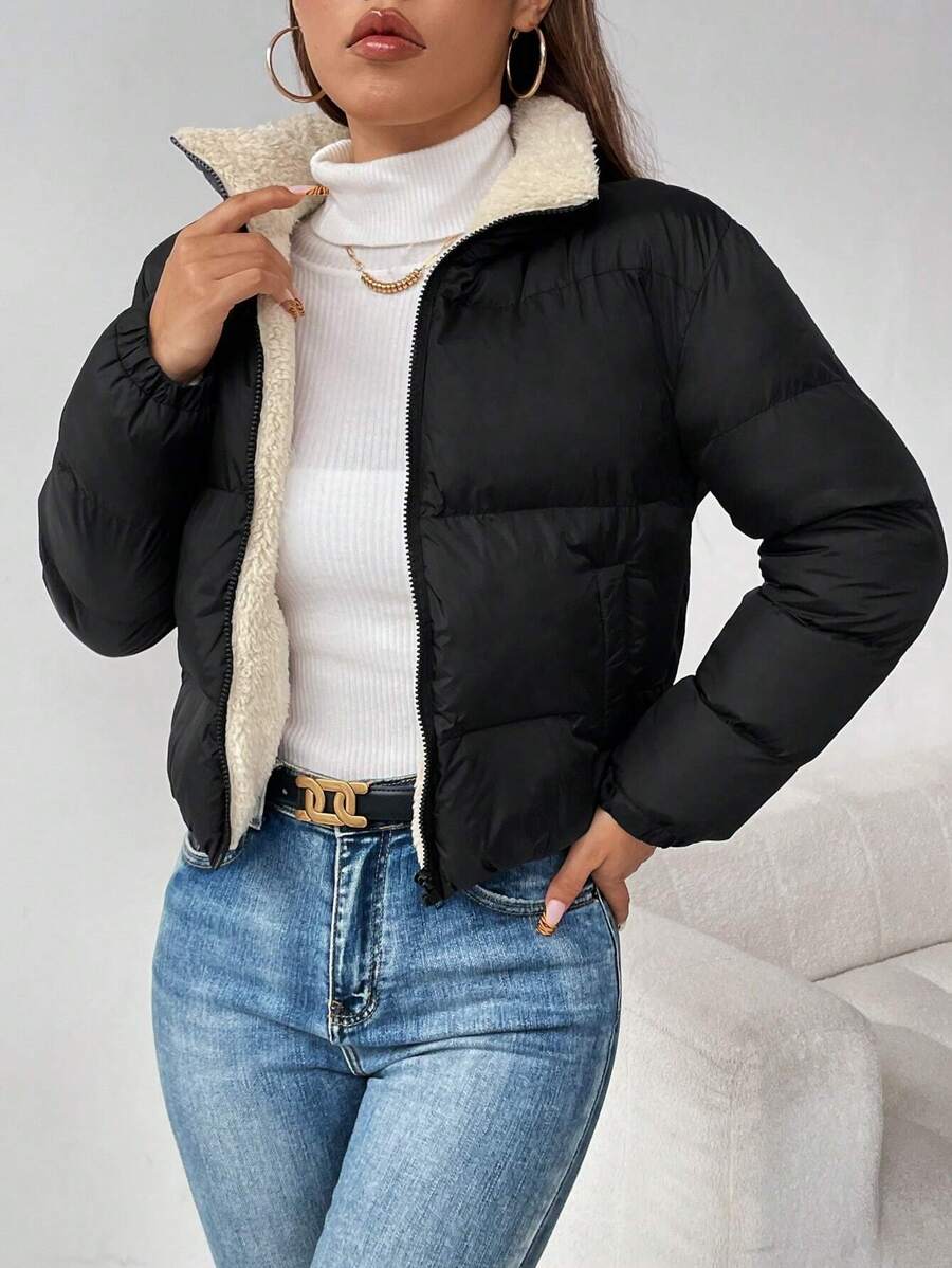 PETITE Women's Warm Thermal Lined Zip-Up Padded Coat, Winter,Cozy Fall And Winter Clothes For Women