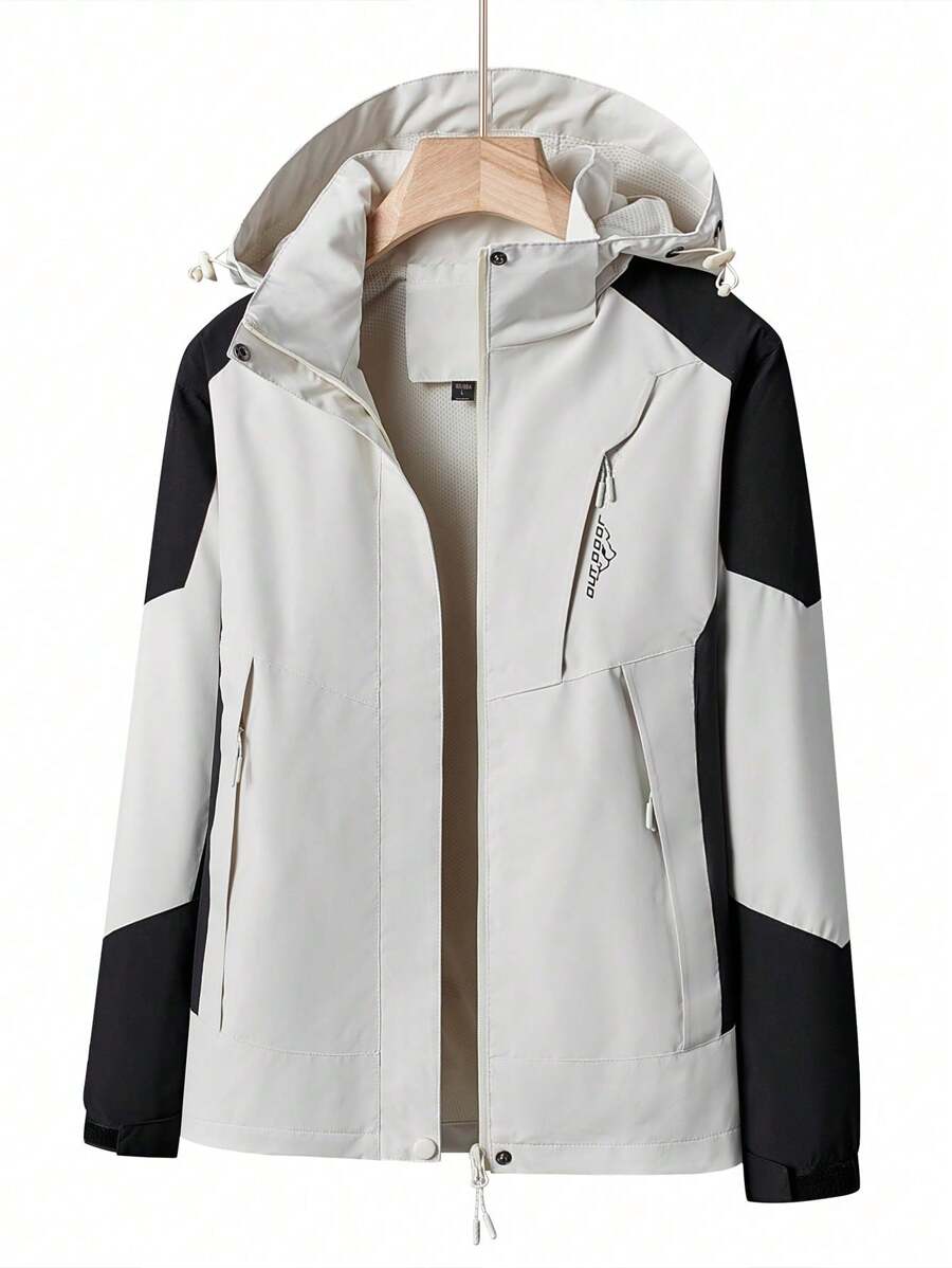 Women Color Block Spring And Autumn Windbreaker, Sports Outdoor Windproof Waterproof Running Lightweight Breathable Mountaineering Jacket With Long Sleeves