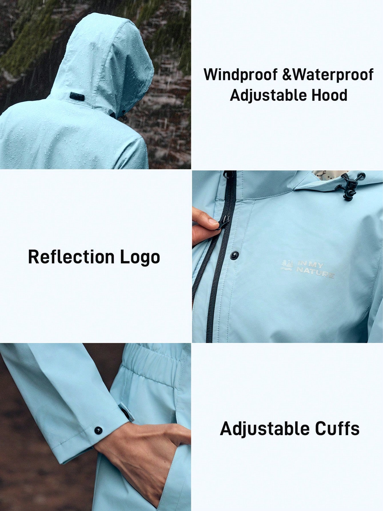 In My Nature Women's Hooded Long Sleeve Button Up Minimalist Casual Outdoor Raincoat