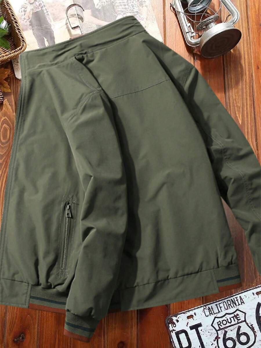 Manfinity Homme 2-In-1 Men's Casual Long Sleeve Reversible Casual Outdoor Windbreaker Jacket, Lightweight Summer Bomber Jacket, Fall