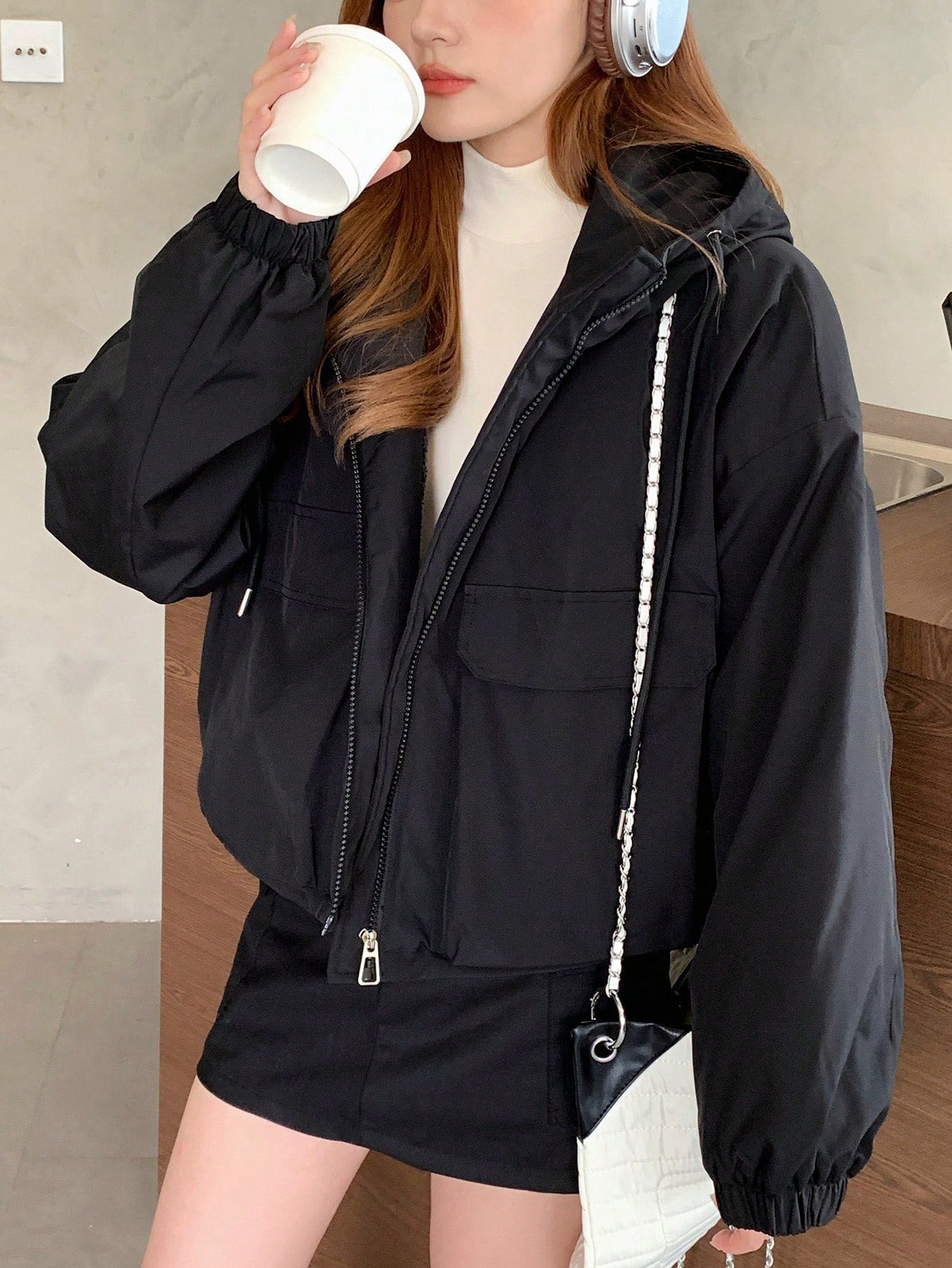 DAZY Women's Simple Solid Color Long Sleeve Padded Coat For Daily Wear, Winter Women Clothes, Padded Coat Women Jacket
