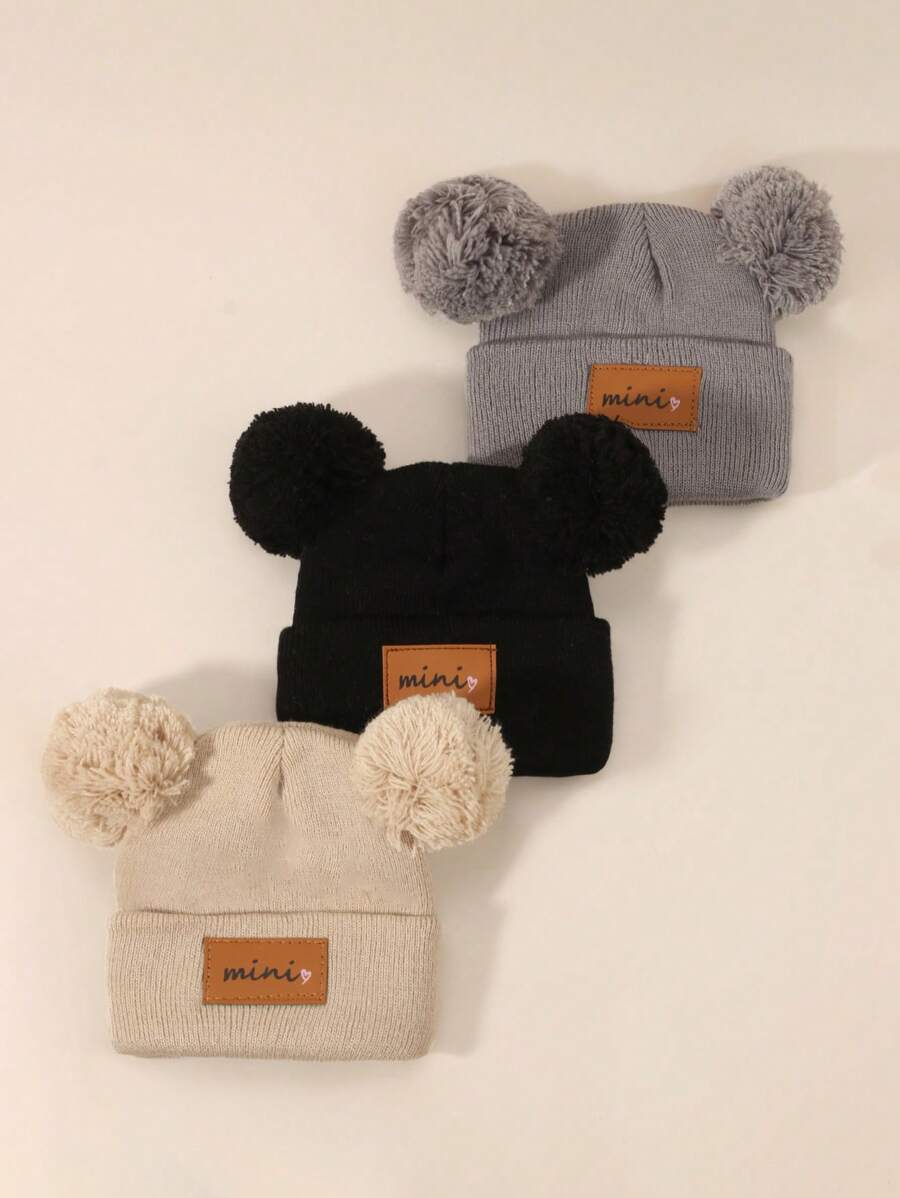 3 Packs Black Beanie Hat for Toddler & Kids (0-16Y)