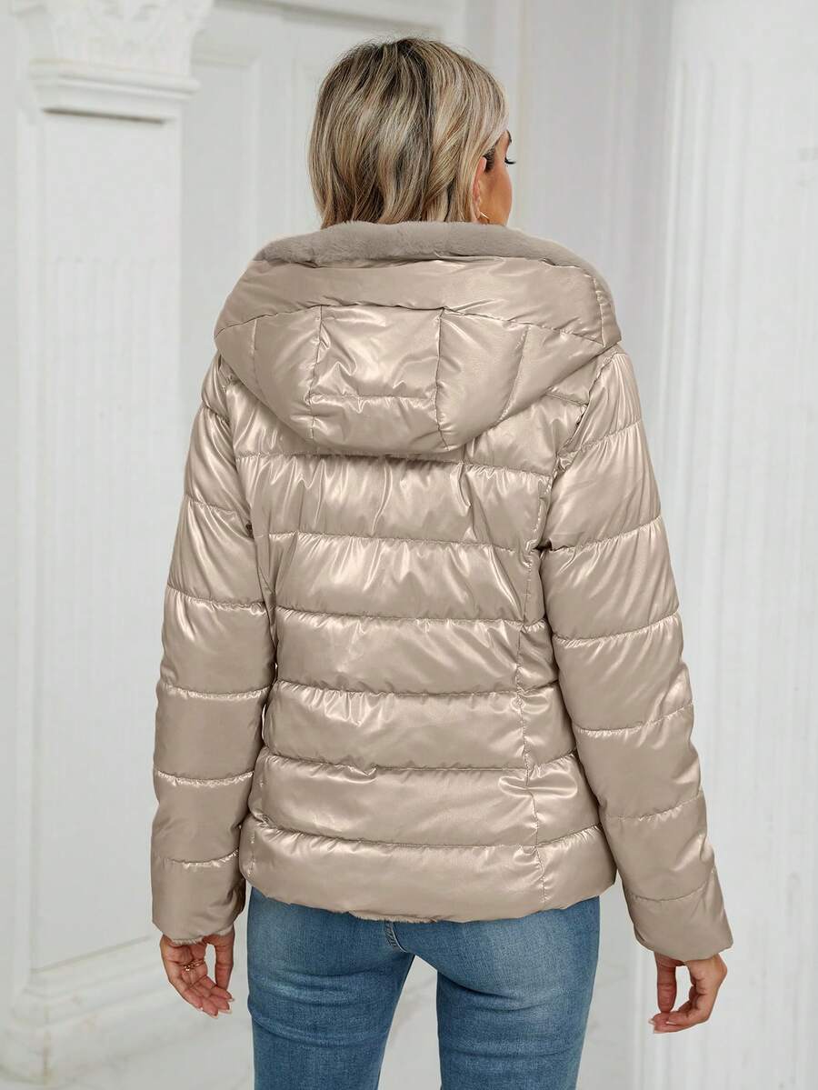 Giolshon Women's Casual Coat With A Hat And Down Jacket, Comfortable For Commuting And Daily Wear, Suitable For Both Autumn And Winter