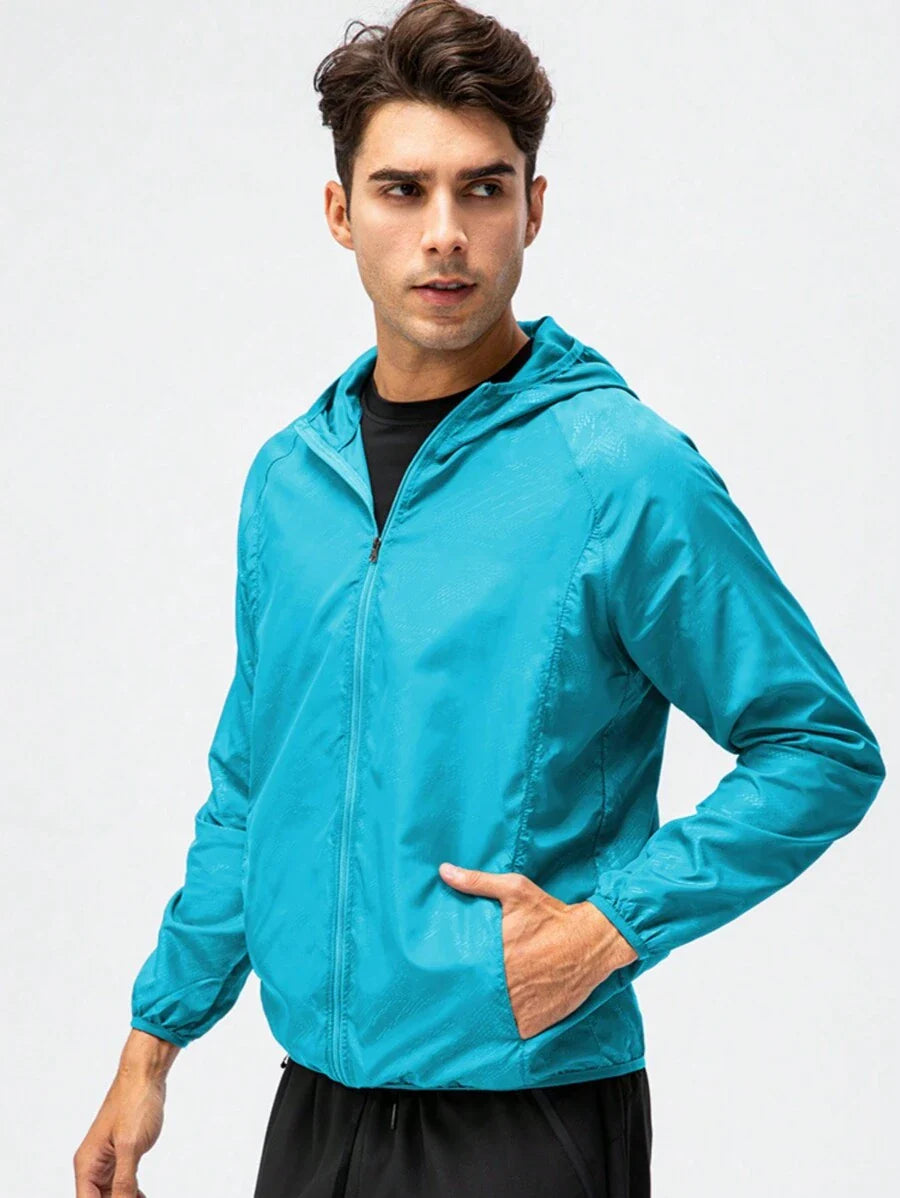 1pc Men Lightweight Quick Dry Jacket Outdoor Casual Water-Resistant Windbreaker, Suitable For Summer