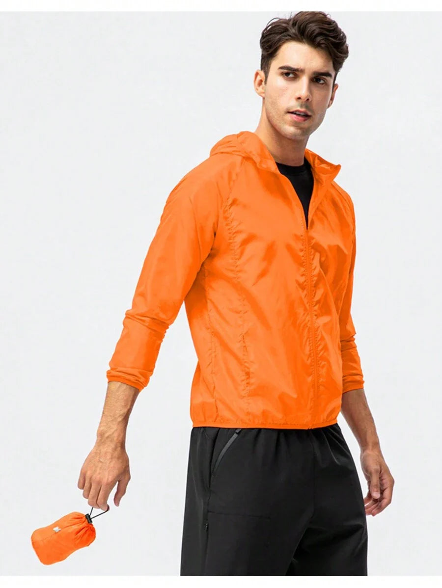 1pc Men Water-Resistant Lightweight Quick-Dry Jacket, Outdoor Casual Windbreaker For Summer/Autumn, Sports/Running