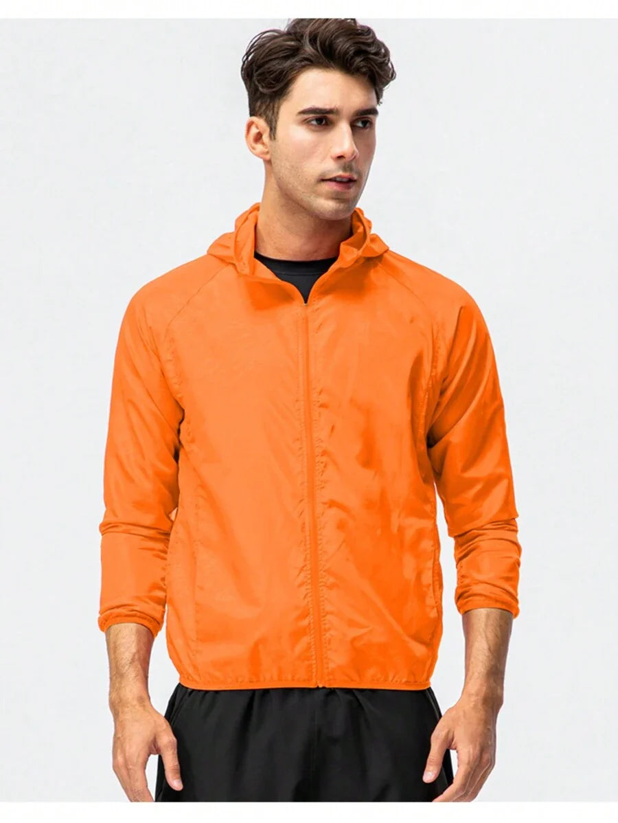 1pc Men Lightweight Quick Dry Jacket Outdoor Casual Water-Resistant Windbreaker, Suitable For Summer
