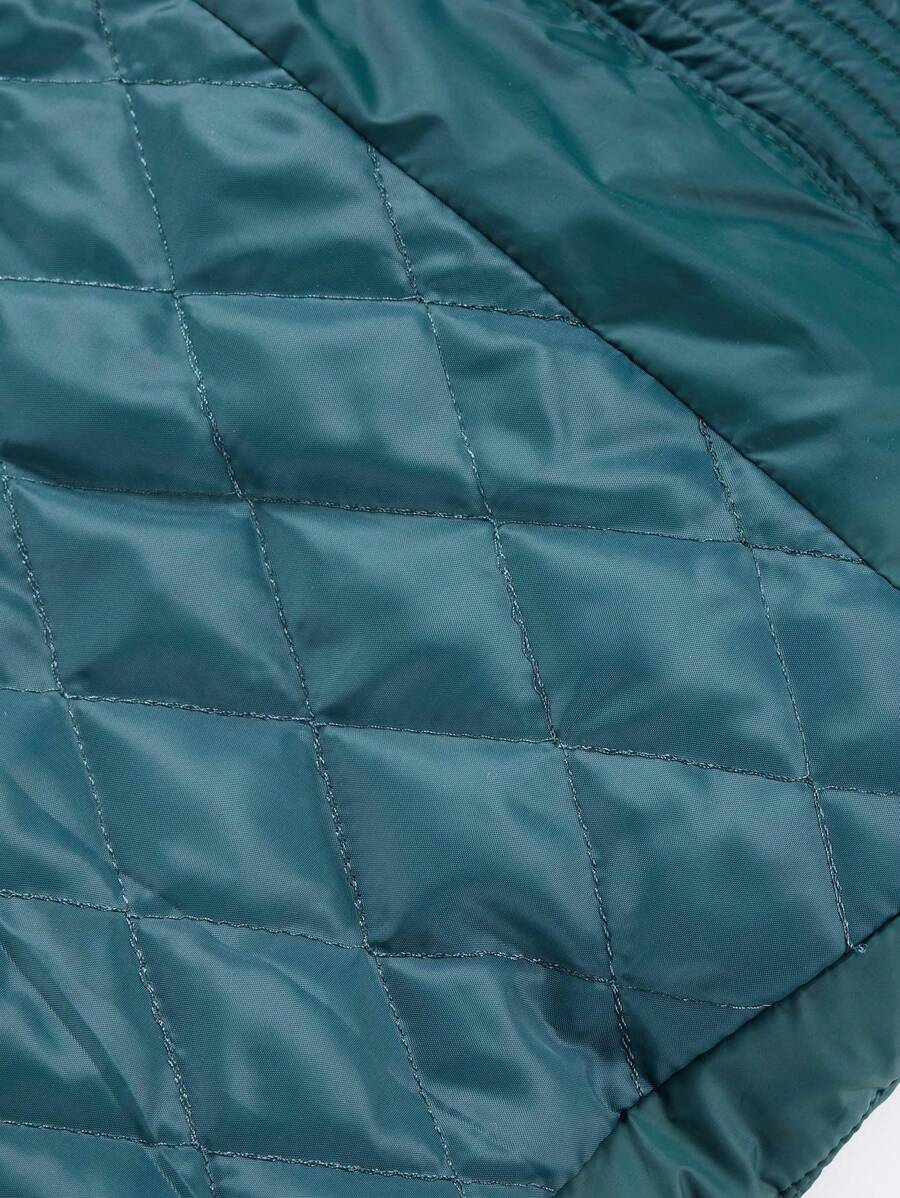 Risissida Women's Casual Hooded Jacket With Pockets, Lightweight Faux Fur Lined Quilted Trench Coat, Fall Daily Wear Winter Coat