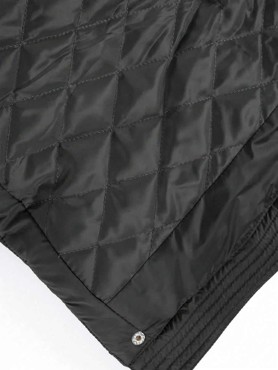 Risissida Women's Casual Hooded Jacket With Pockets, Lightweight Faux Fur Lined Quilted Trench Coat, Fall Daily Wear Winter Coat