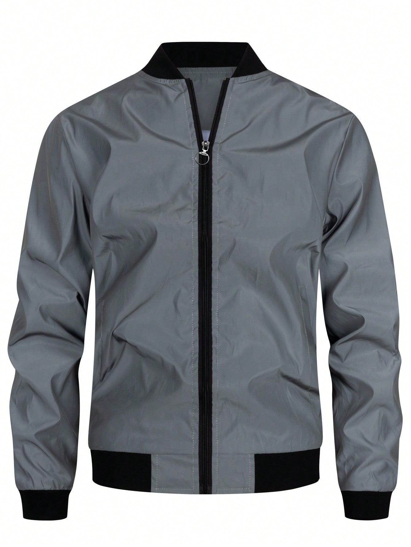 Manfinity LEGND Men's Loose Casual Reflective Long Sleeve Outdoor Windbreaker Jacket, Spring/Fall Going Out Trench Coat Athletic Reflective Jacket, For Friends, Husband, Boyfriend Gifts