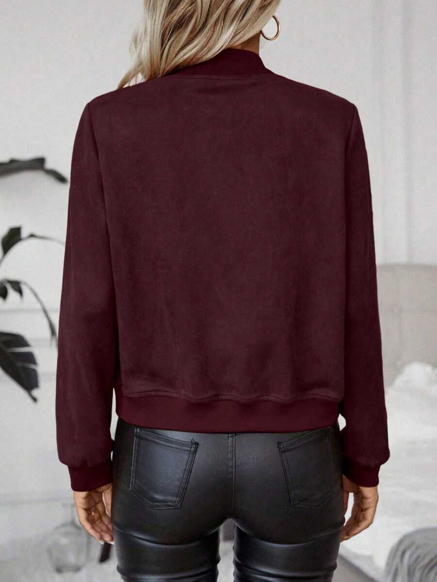 Calvaya Zip Up Bomber Jacket Fall Winter Cloth For Women