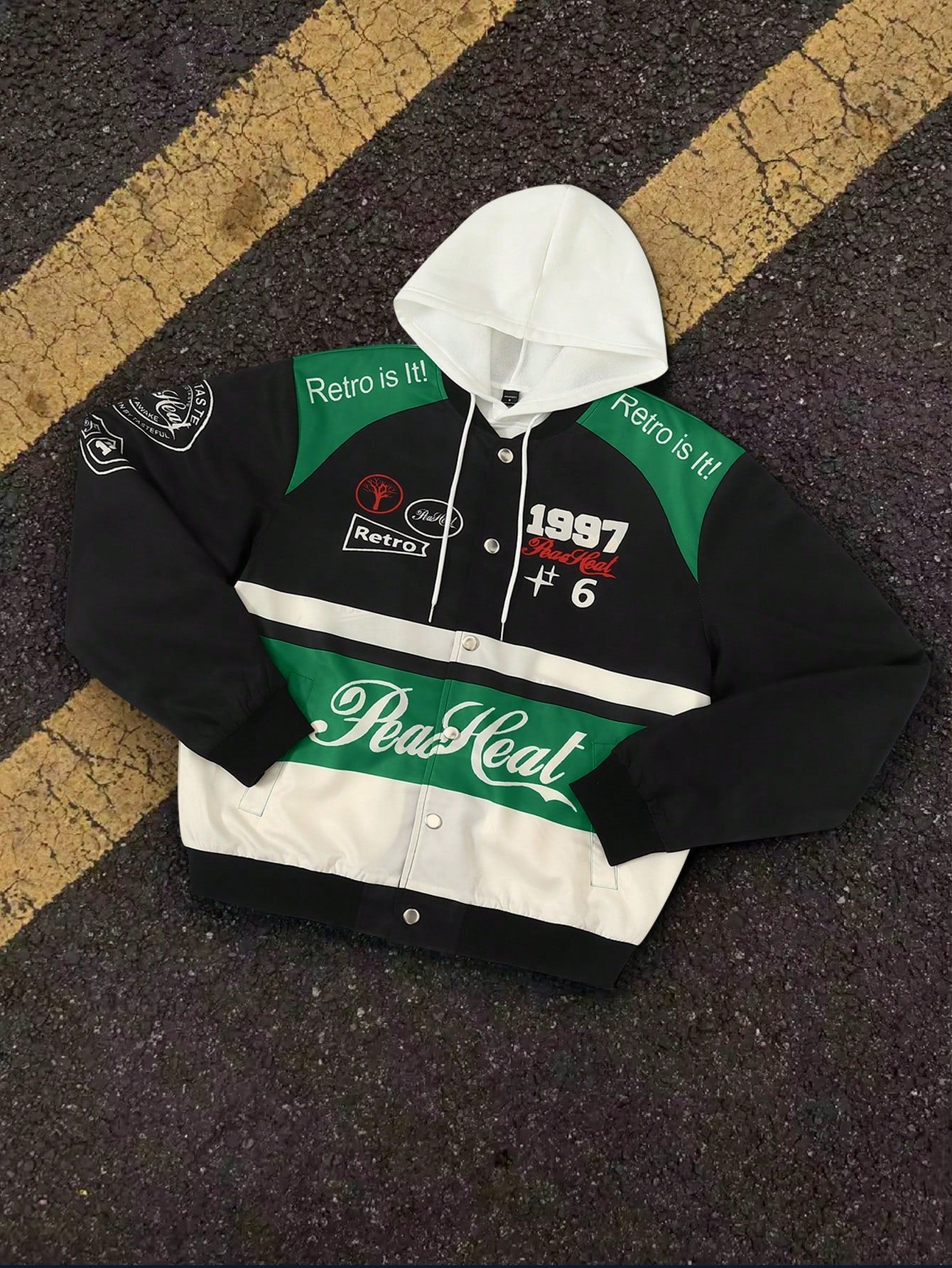 Manfinity EMRG Men's Letter Print Loose Fit Baseball Jacket, Spring Autumn