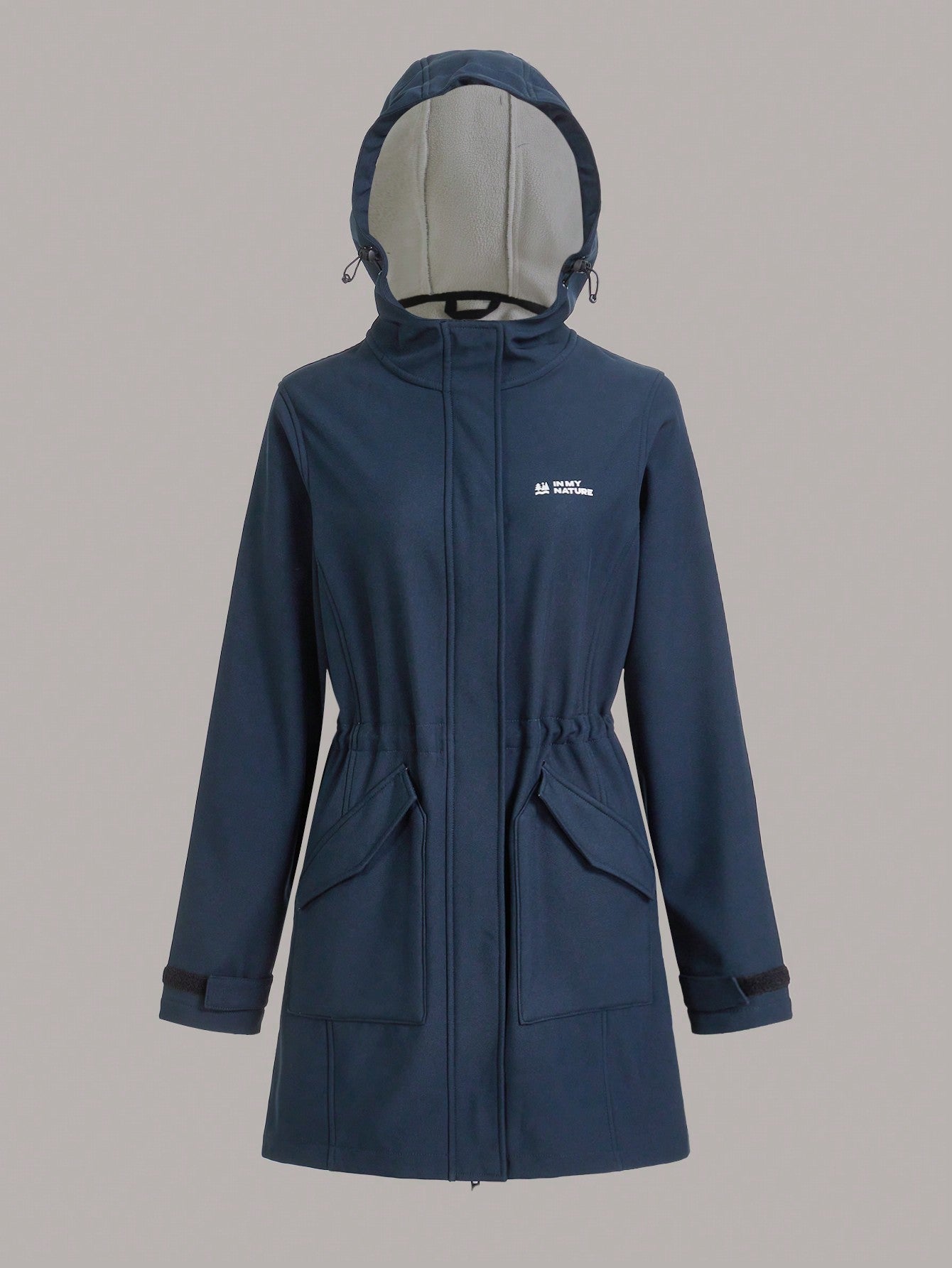 In My Nature Women's Outdoor Hooded Softshell Jacket With Adjustable Waist, Waterproof And Windproof For Camping, Hiking, Commuting