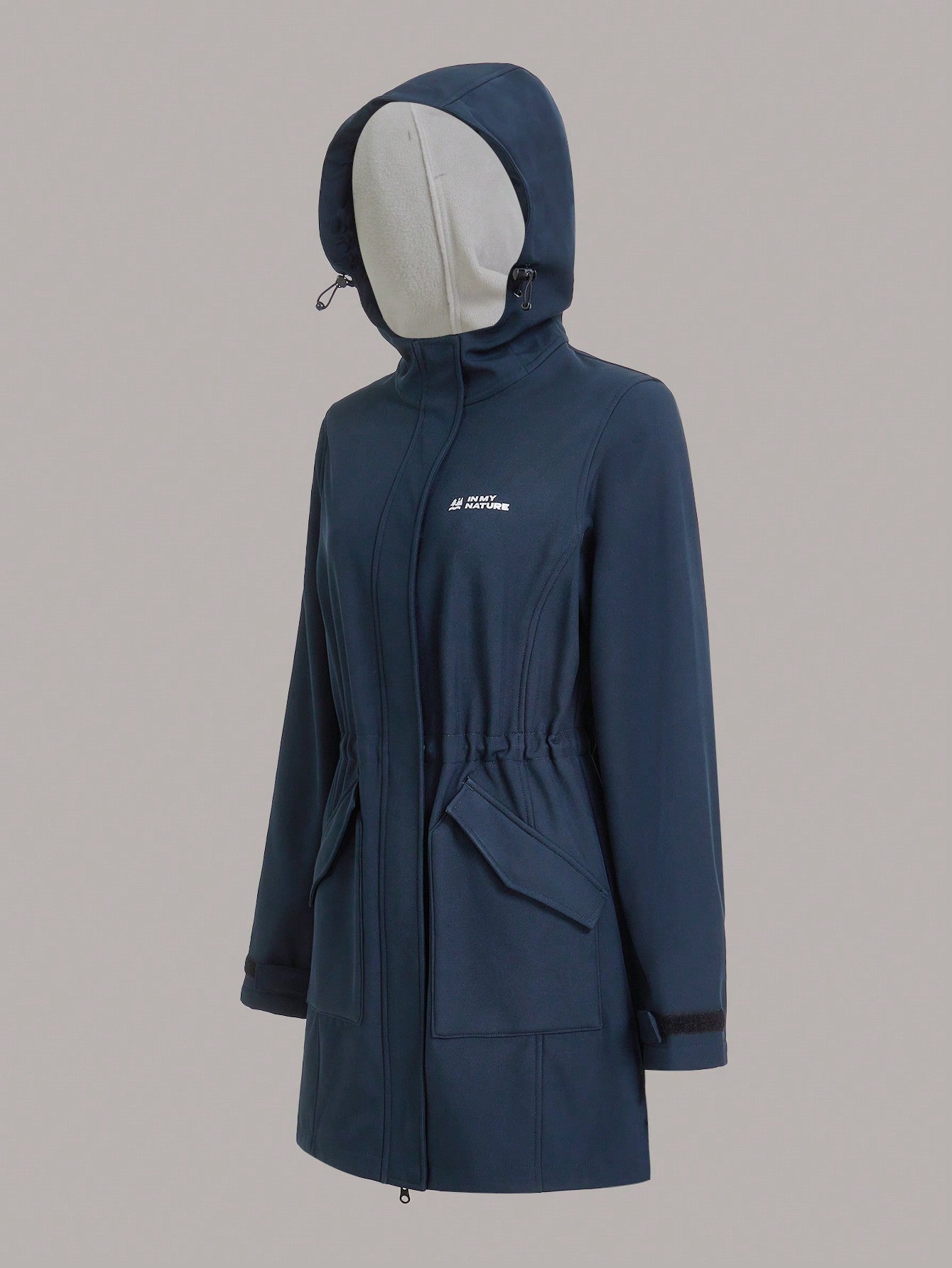 In My Nature Women's Outdoor Hooded Softshell Jacket With Adjustable Waist, Waterproof And Windproof For Camping, Hiking, Commuting