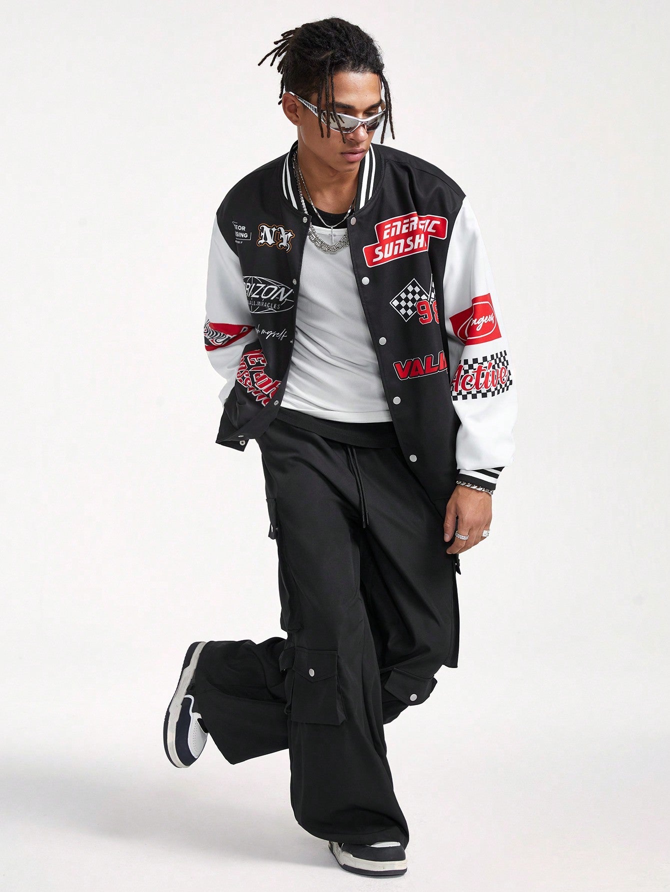 Manfinity VCAY Men's Casual Contrast Color Letter Print Jacket, Autumn, For Fall Winter