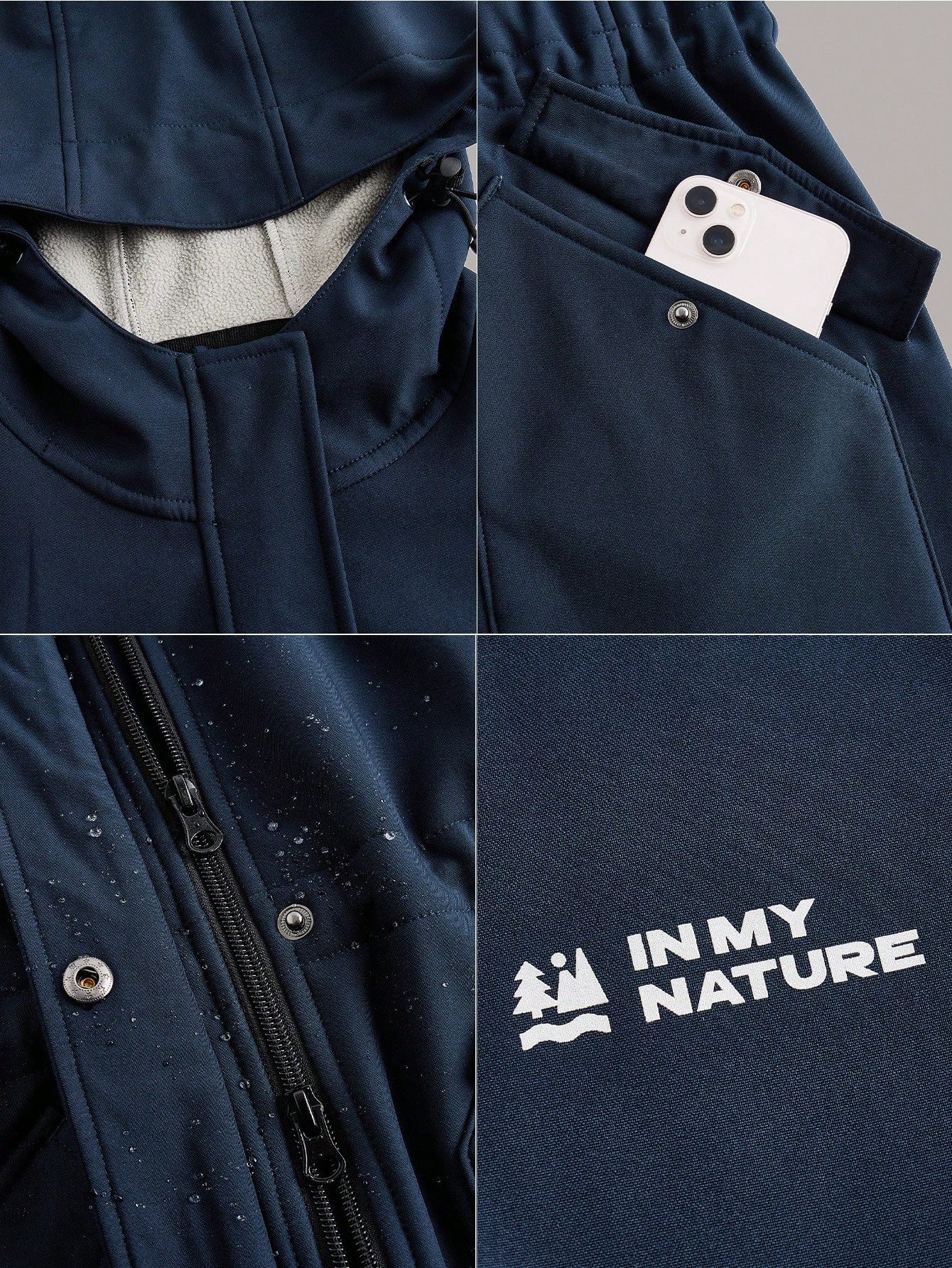 In My Nature Women's Outdoor Hooded Softshell Jacket With Adjustable Waist, Waterproof And Windproof For Camping, Hiking, Commuting