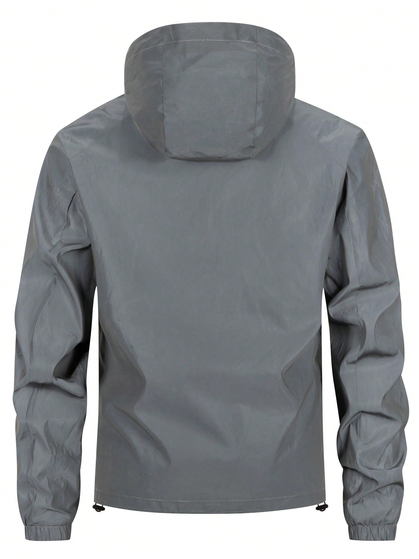 Manfinity Homme Men's Spring Autumn Casual Zip-Up Hooded Reflective Outdoor Windbreaker Jacket