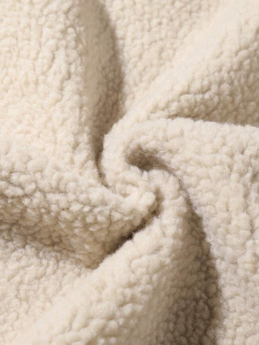 Manfinity Homme Men's Sherpa Fleece Jacket, Faux Suede Fur Collar, For Fall Winter