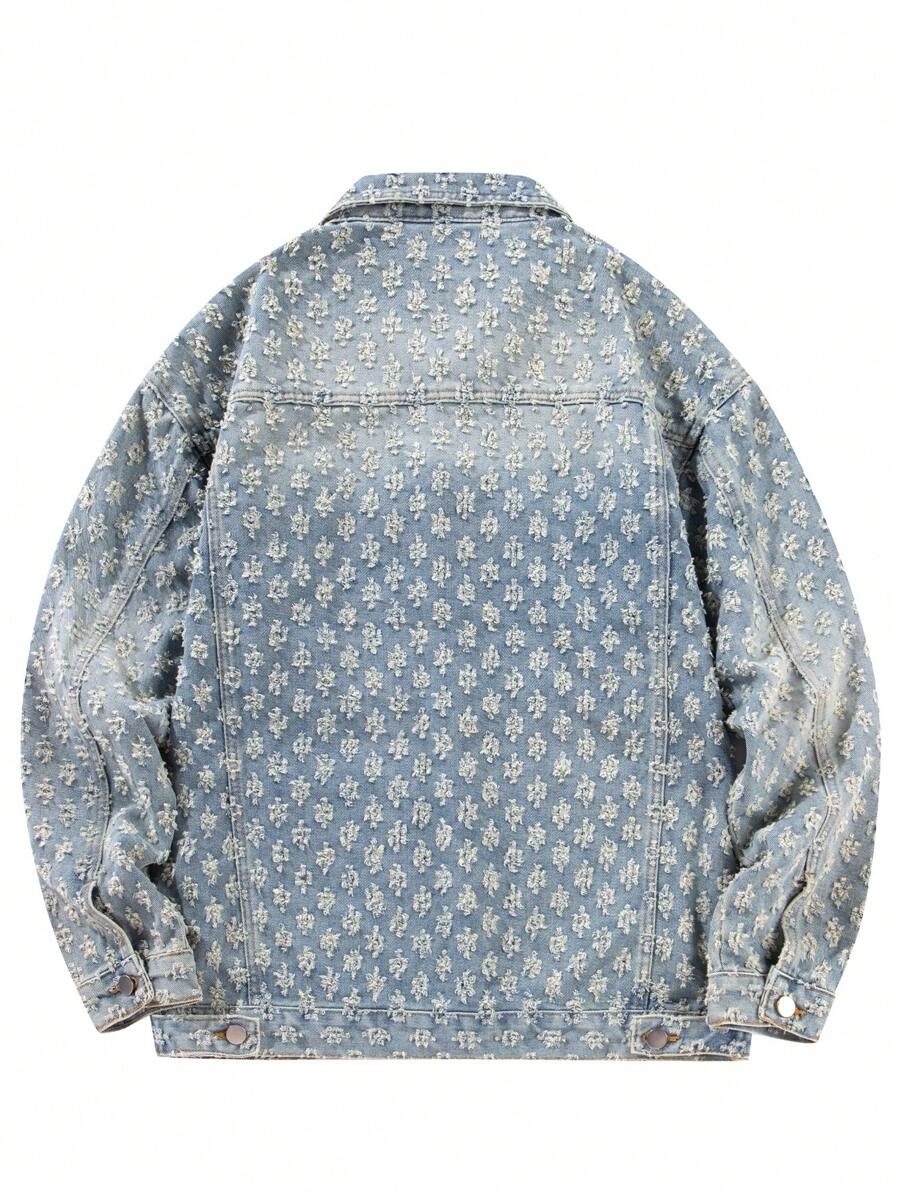 Retro Street Fashion American Style Men's Denim Floral Print Jacket, Niche, Fall