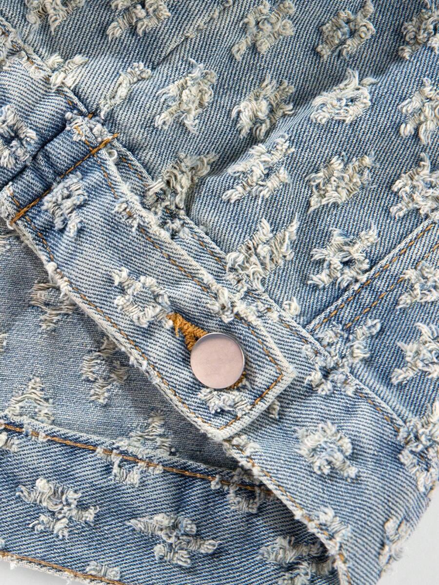 Retro Street Fashion American Style Men's Denim Floral Print Jacket, Niche, Fall