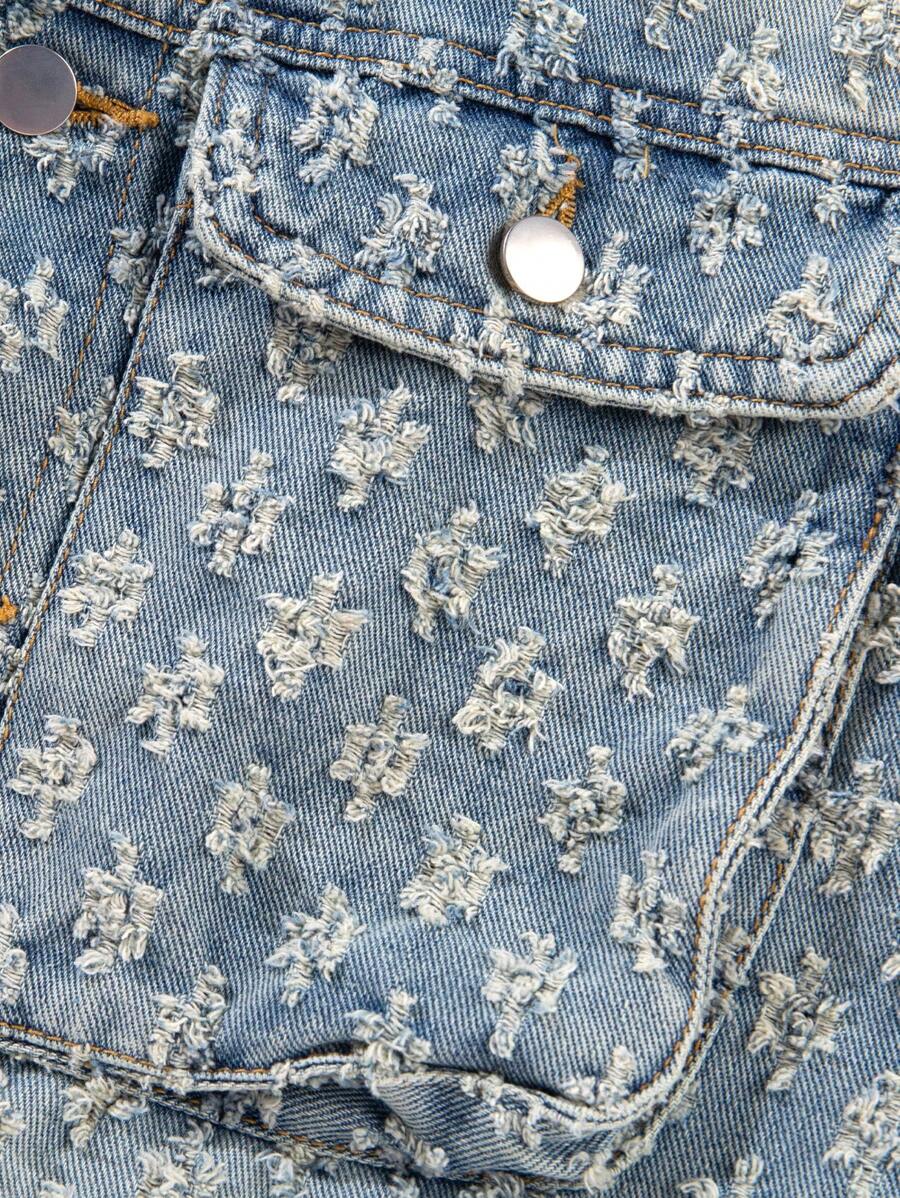 Retro Street Fashion American Style Men's Denim Floral Print Jacket, Niche, Fall