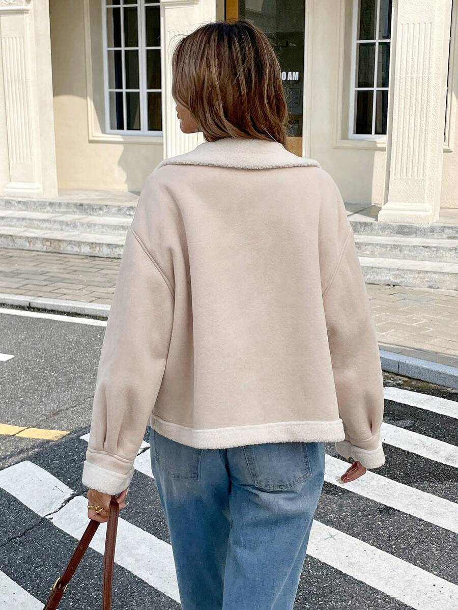 Serisse Winter Women Jacket Women's Loose Fit Zip-Up Collar Thermal Lined Casual Jacket For Fall/Winter Winter Women Coat Jacket