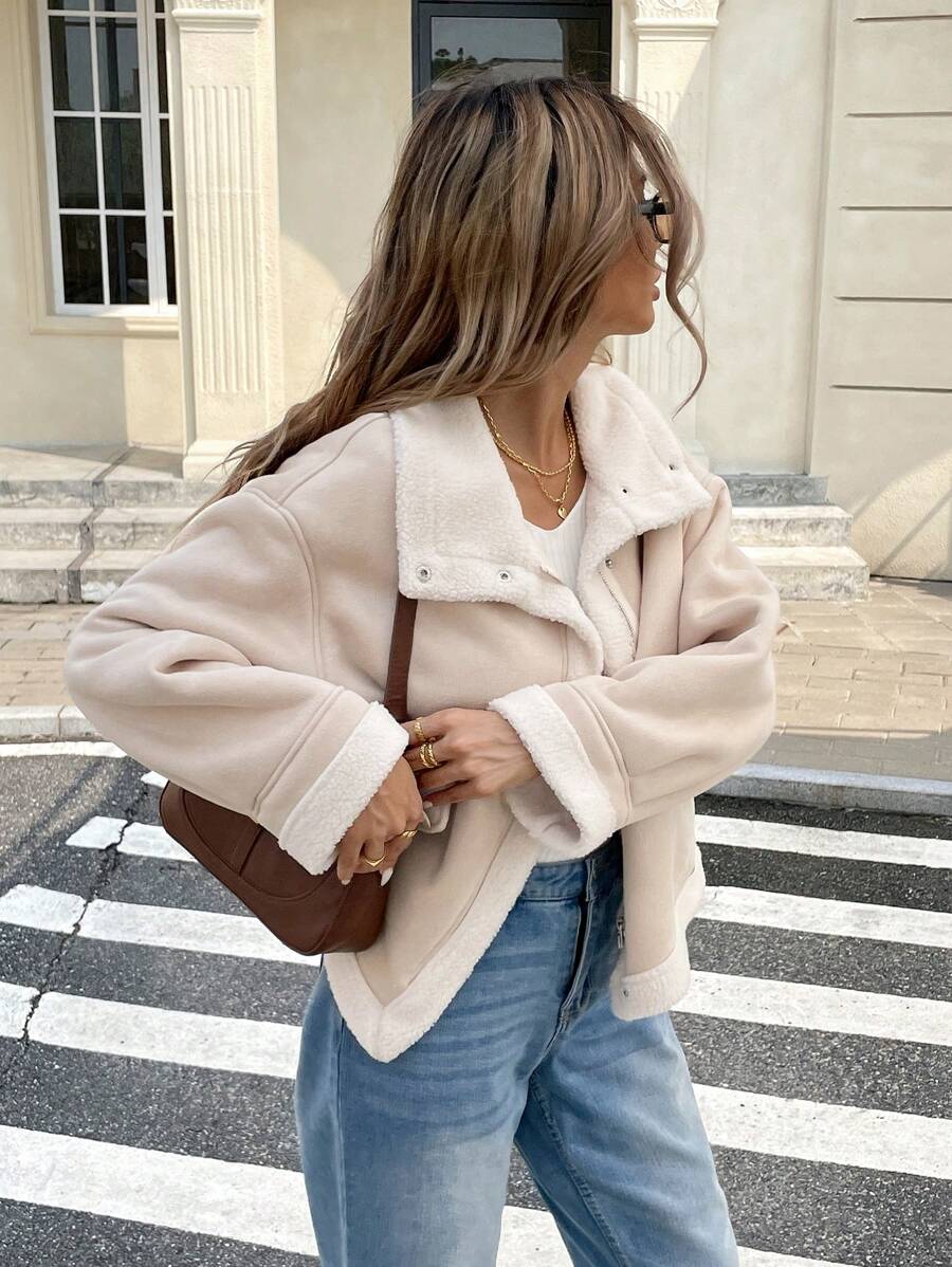 Serisse Winter Women Jacket Women's Loose Fit Zip-Up Collar Thermal Lined Casual Jacket For Fall/Winter Winter Women Coat Jacket