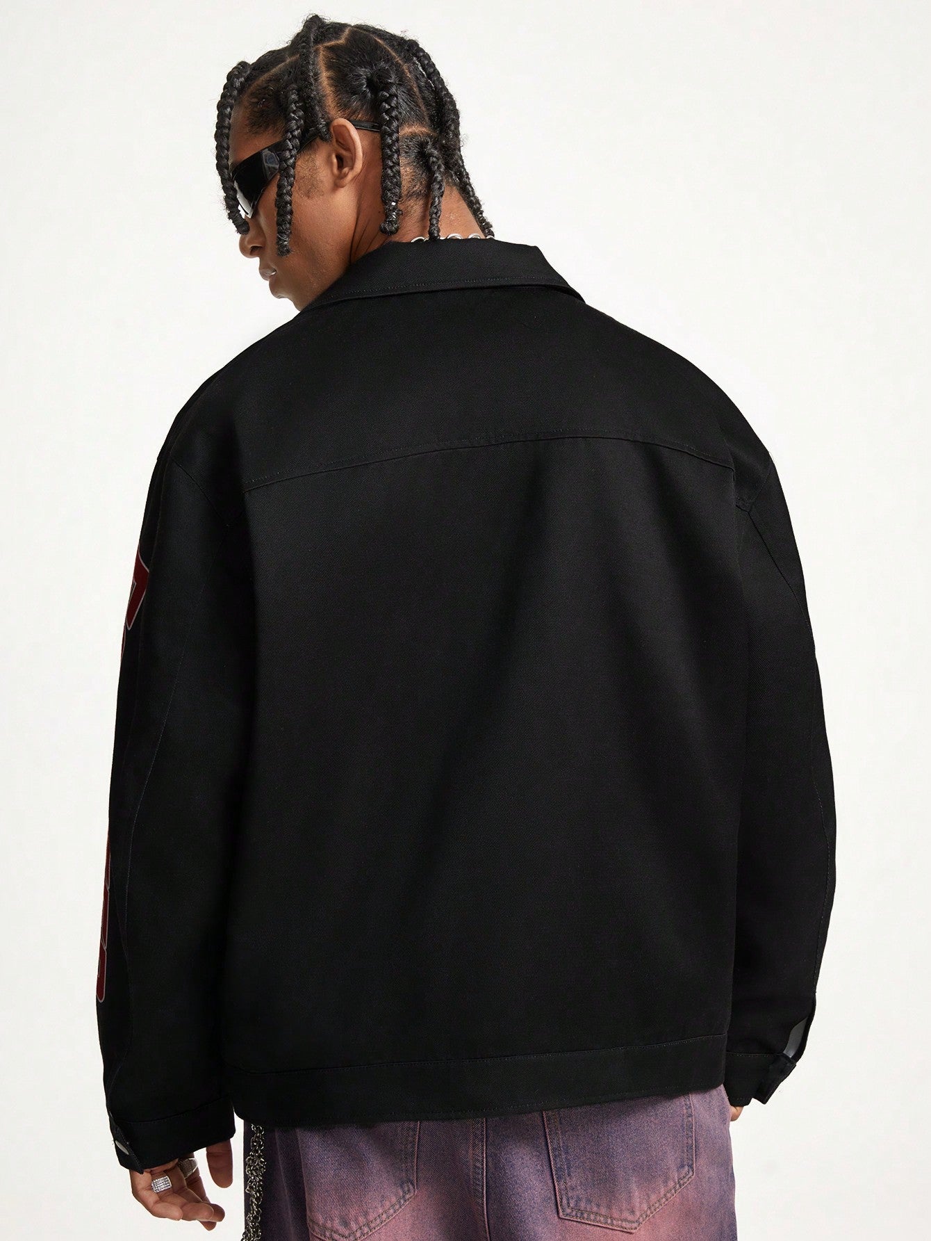 Manfinity VCAY Men's Woven Long Sleeve Jacket Outerwear, Going Out Graffiti Jacket, For Friends, Husband, Boyfriend Gifts, For Fall Winter