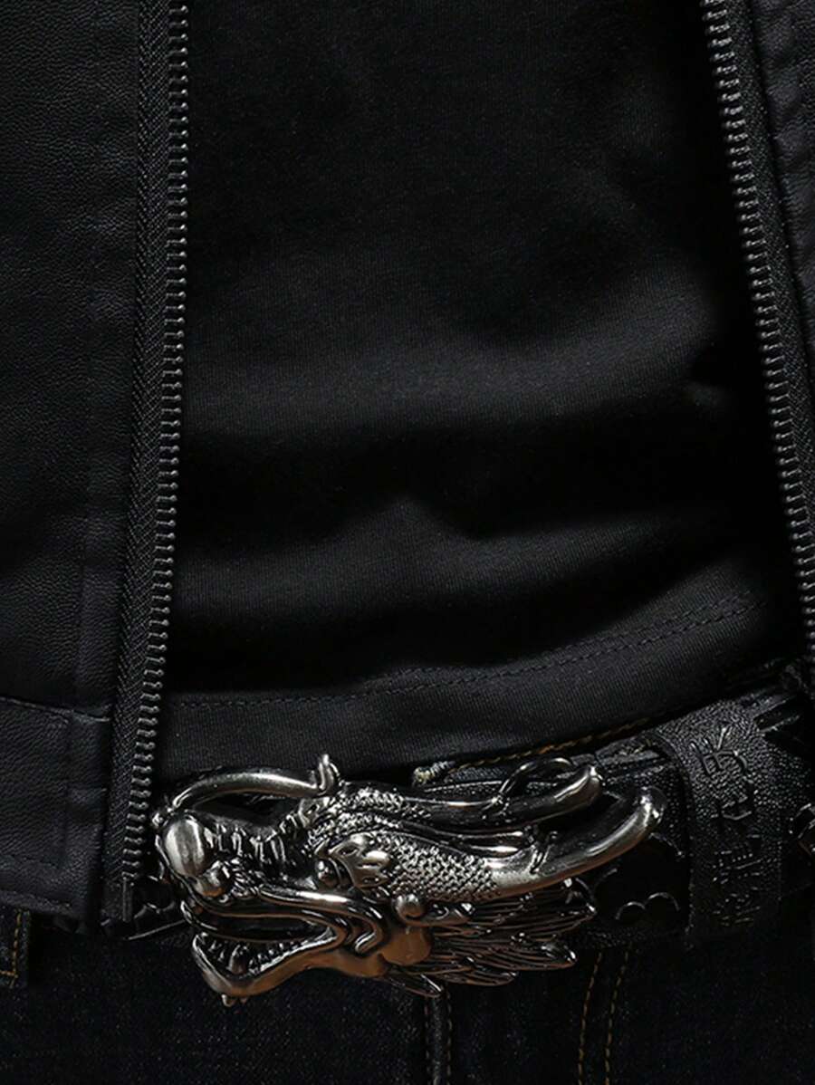 Real Men's Leather Jacket Distressed Vintage Lapel Men's Leather Jacket Slim Fit Short Men's Leather Jacket,Fleece