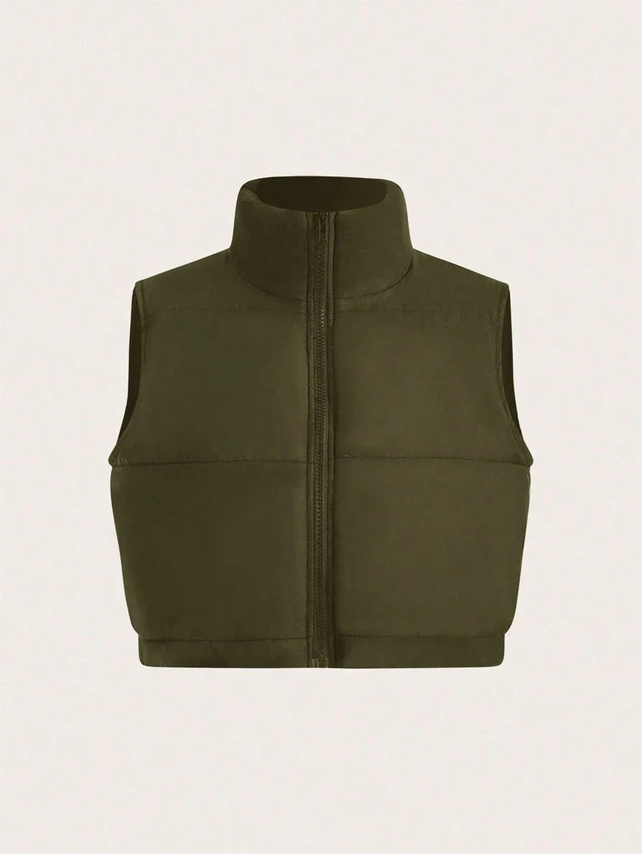 LUNE Women's Casual Warm Zip-Up Cotton Padded Vest For Winter Clothes