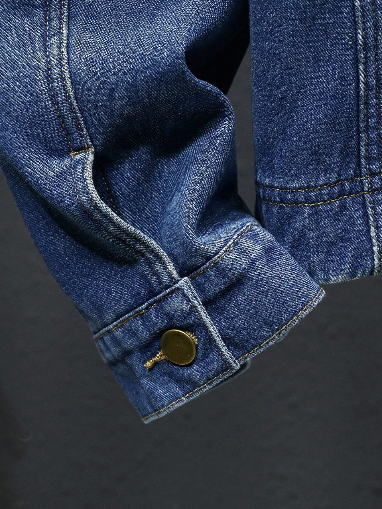 Manfinity Homme Men's Washed Deep Blue Denim Thermal Lined Casual Loose Jacket