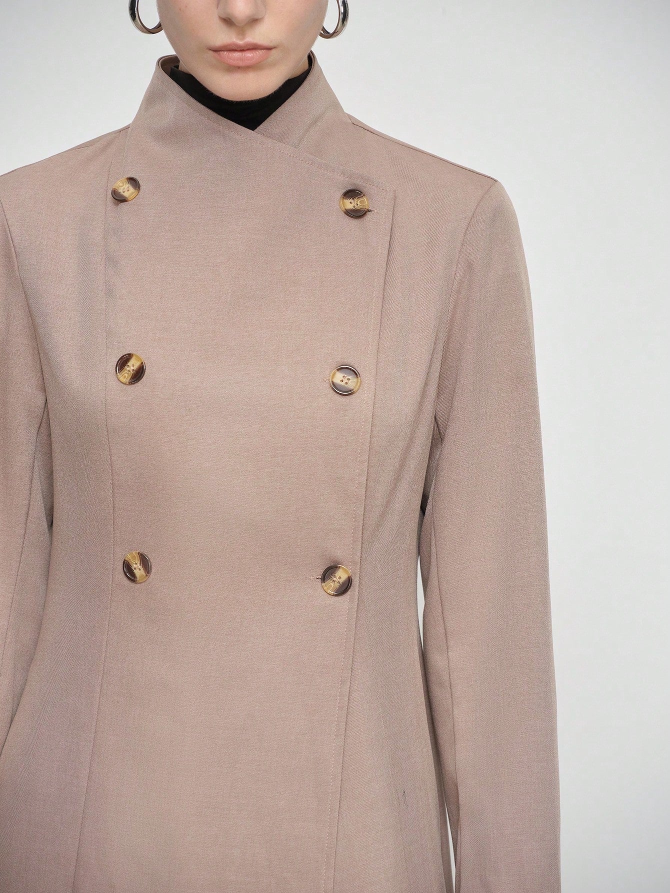 Aalyst Women's Elegant And Stylish Commuter Long Sleeve Turndown Collar Cinched Waist Flared Coat