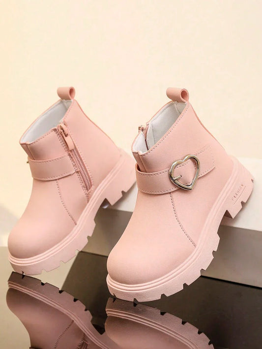 New Round Toe Children's Boots, Casual Retro Flat Bottom Girls' Short Boots, Non-Slip Wear-Resistant Big Kids' Shoes, Girls' Students' Punk Boots