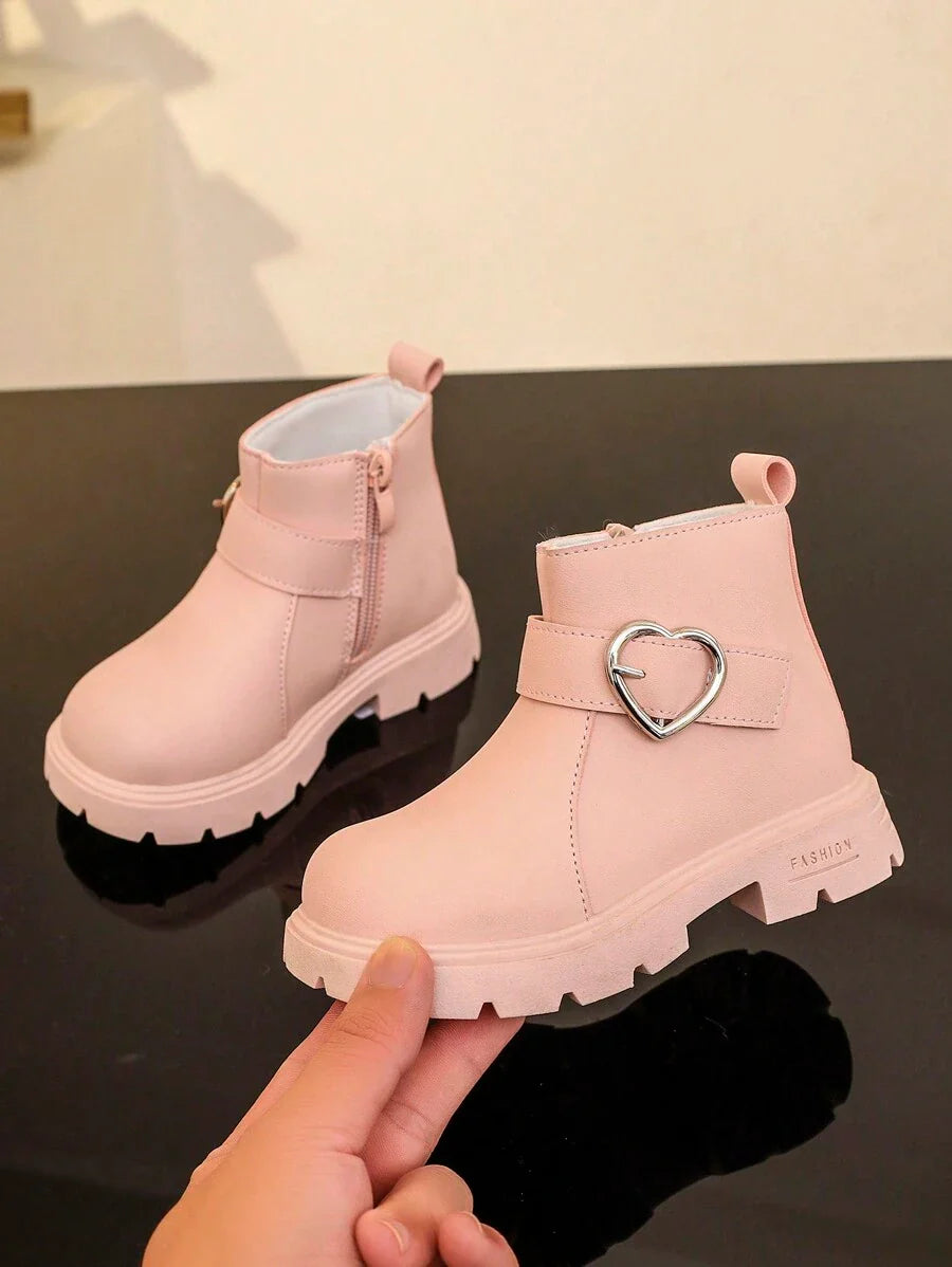 New Round Toe Children's Boots, Casual Retro Flat Bottom Girls' Short Boots, Non-Slip Wear-Resistant Big Kids' Shoes, Girls' Students' Punk Boots