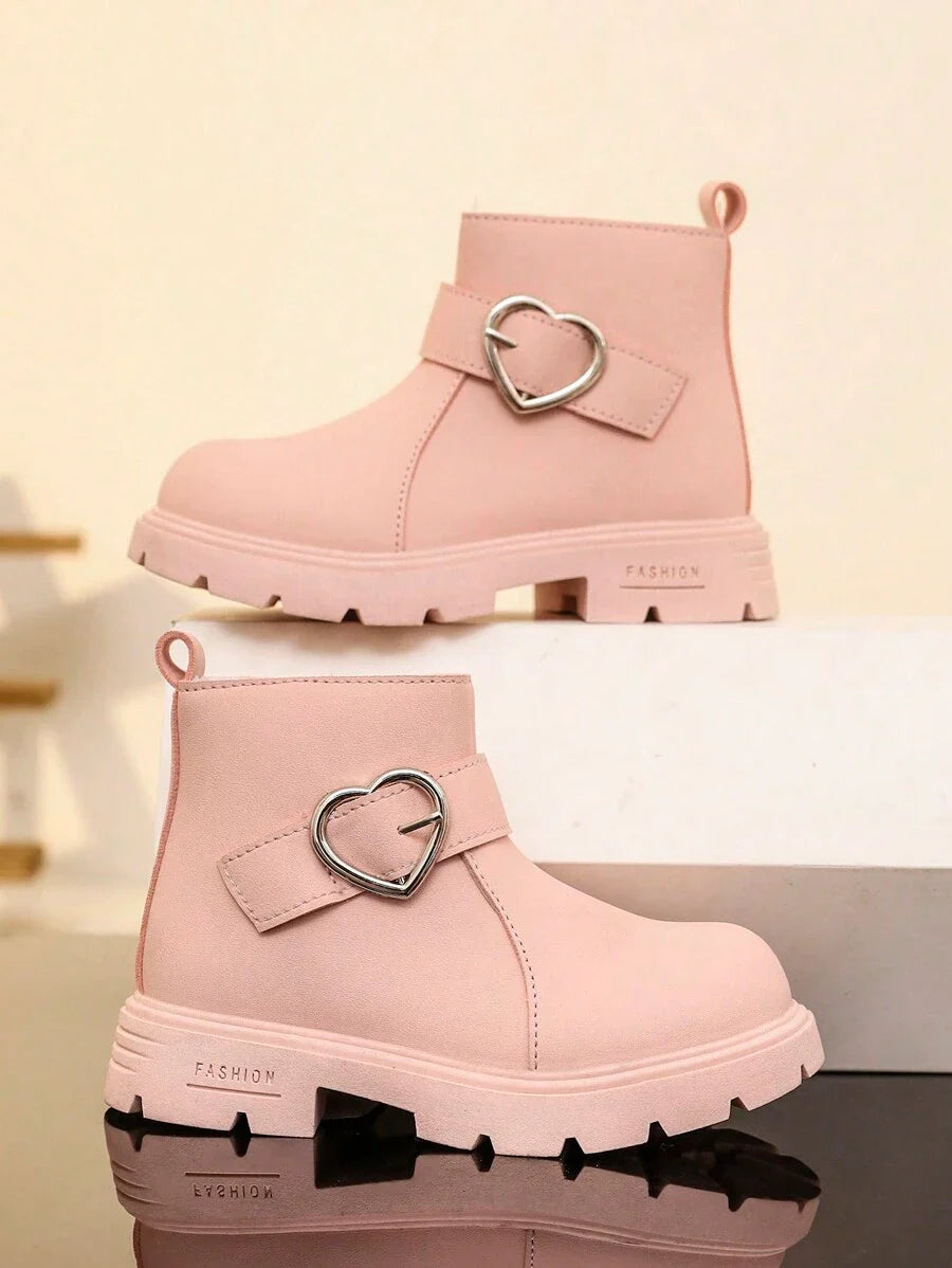 New Round Toe Children's Boots, Casual Retro Flat Bottom Girls' Short Boots, Non-Slip Wear-Resistant Big Kids' Shoes, Girls' Students' Punk Boots
