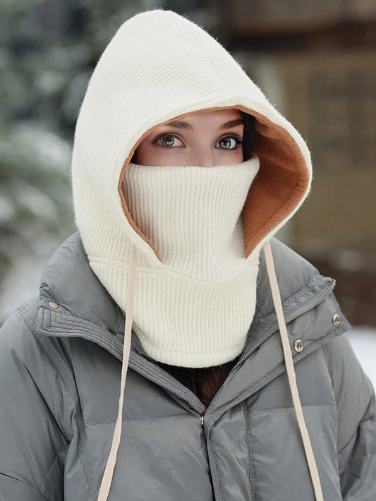 1pc Unisex Autumn/Winter Warm Knitted Balaclava Hat, Ski Mask Face Cover, Thermal Lined Windproof Mask, Washable