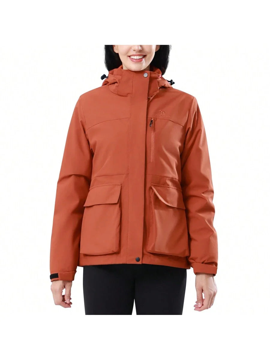 CAMEL CROWN Women's Lightweight Waterproof Rain Jacket Zip Up Wind Breaker Jacket For Hiking