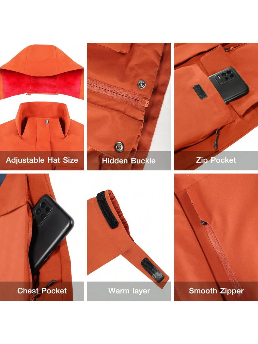 CAMEL CROWN Women's Lightweight Waterproof Rain Jacket Zip Up Wind Breaker Jacket For Hiking