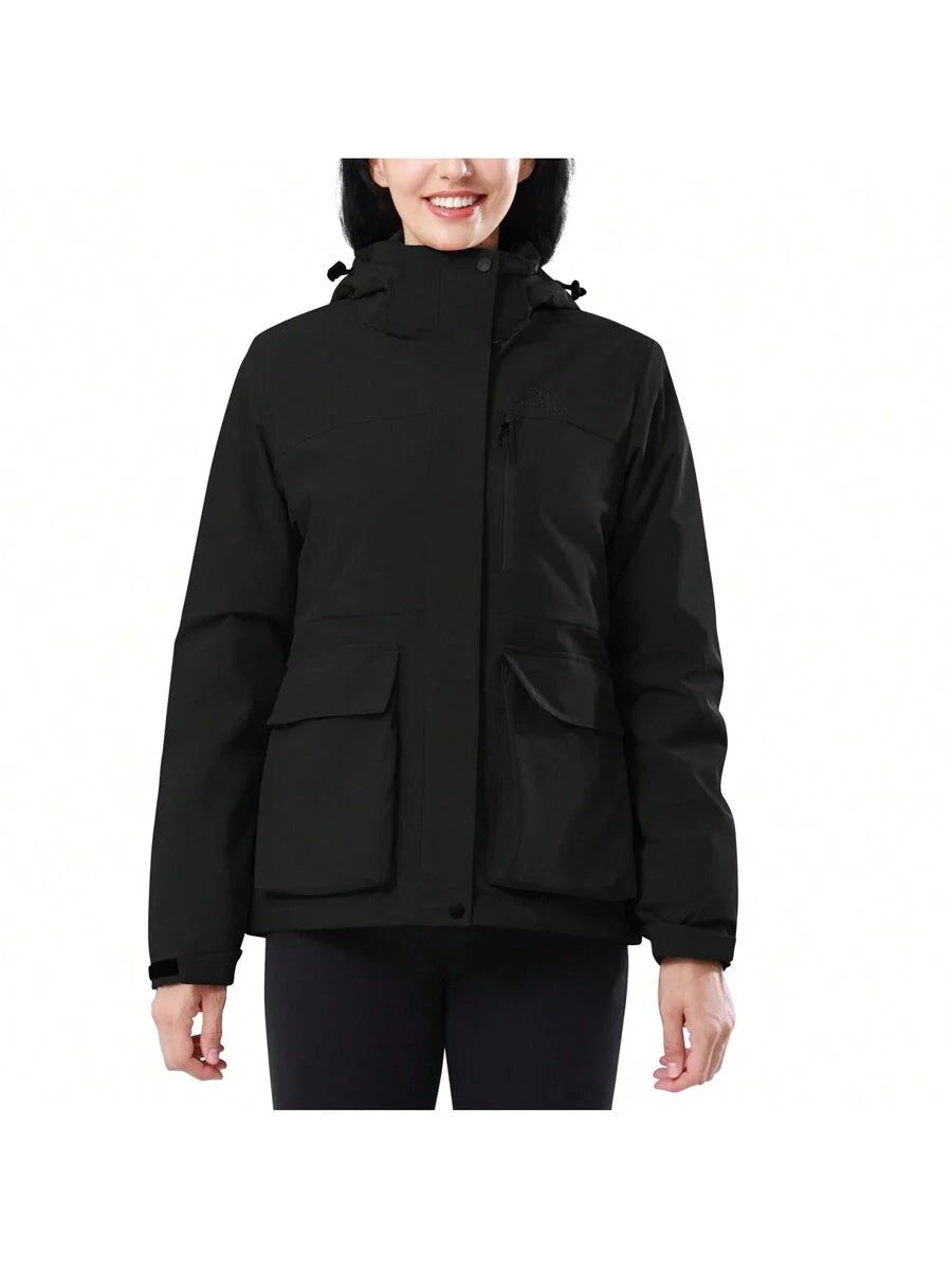 CAMEL CROWN Women's Lightweight Waterproof Rain Jacket Zip Up Wind Breaker Jacket For Hiking