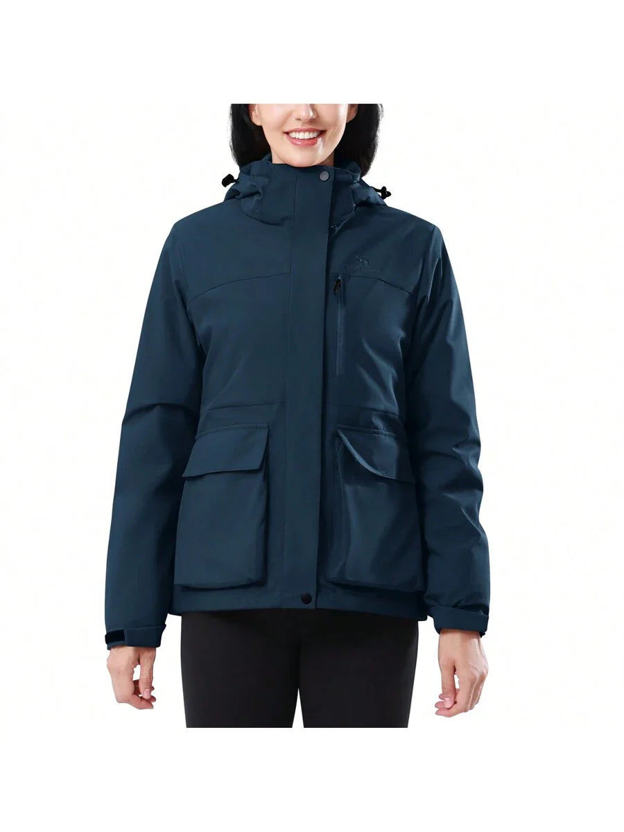 CAMEL CROWN Women's Lightweight Waterproof Rain Jacket Zip Up Wind Breaker Jacket For Hiking