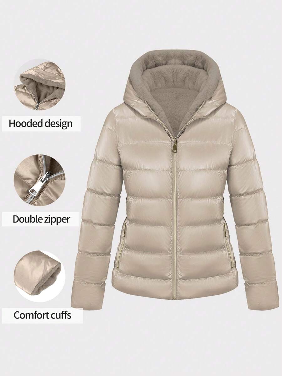 Giolshon Women's Casual Coat With A Hat And Down Jacket, Comfortable For Commuting And Daily Wear, Suitable For Both Autumn And Winter