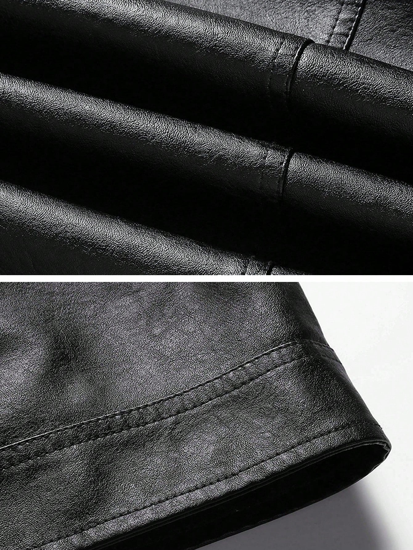Casual Turn-Down Collar PU Leather Jacket, Slim Fit Business Coat, And Comfortable Top For Men,Fleece