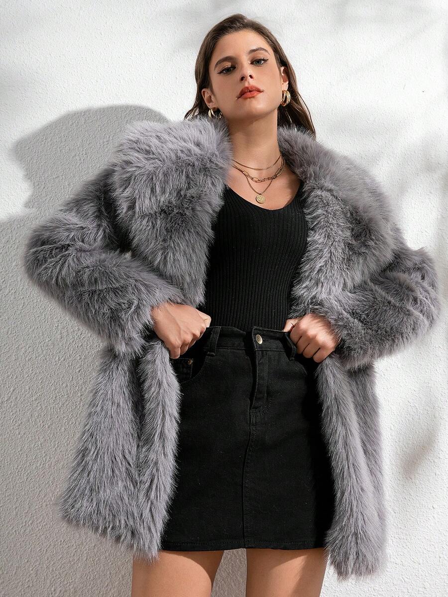 RELISH NOLESS Grey Plush Turtleneck Jacket, Fashion For Autumn/Winter