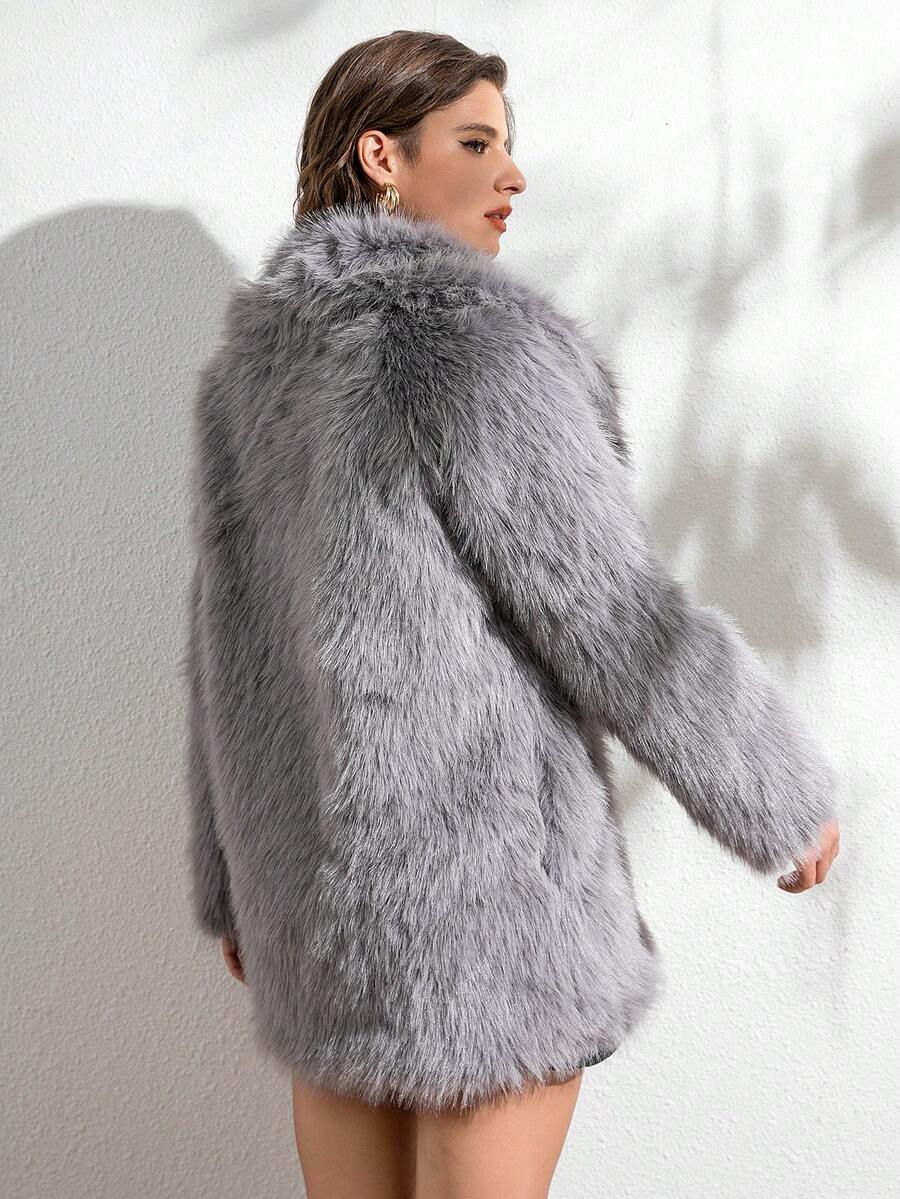 RELISH NOLESS Grey Plush Turtleneck Jacket, Fashion For Autumn/Winter