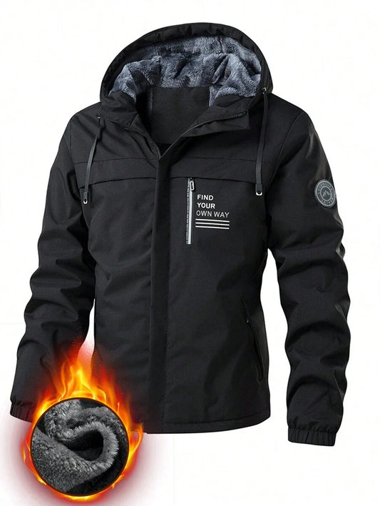 1pc Men's Outdoor Hiking Sport Mountain Skiing Camping Windproof Waterproof Anti-Dirty Fleece Warm Insulated Softshell Jacket, Winter