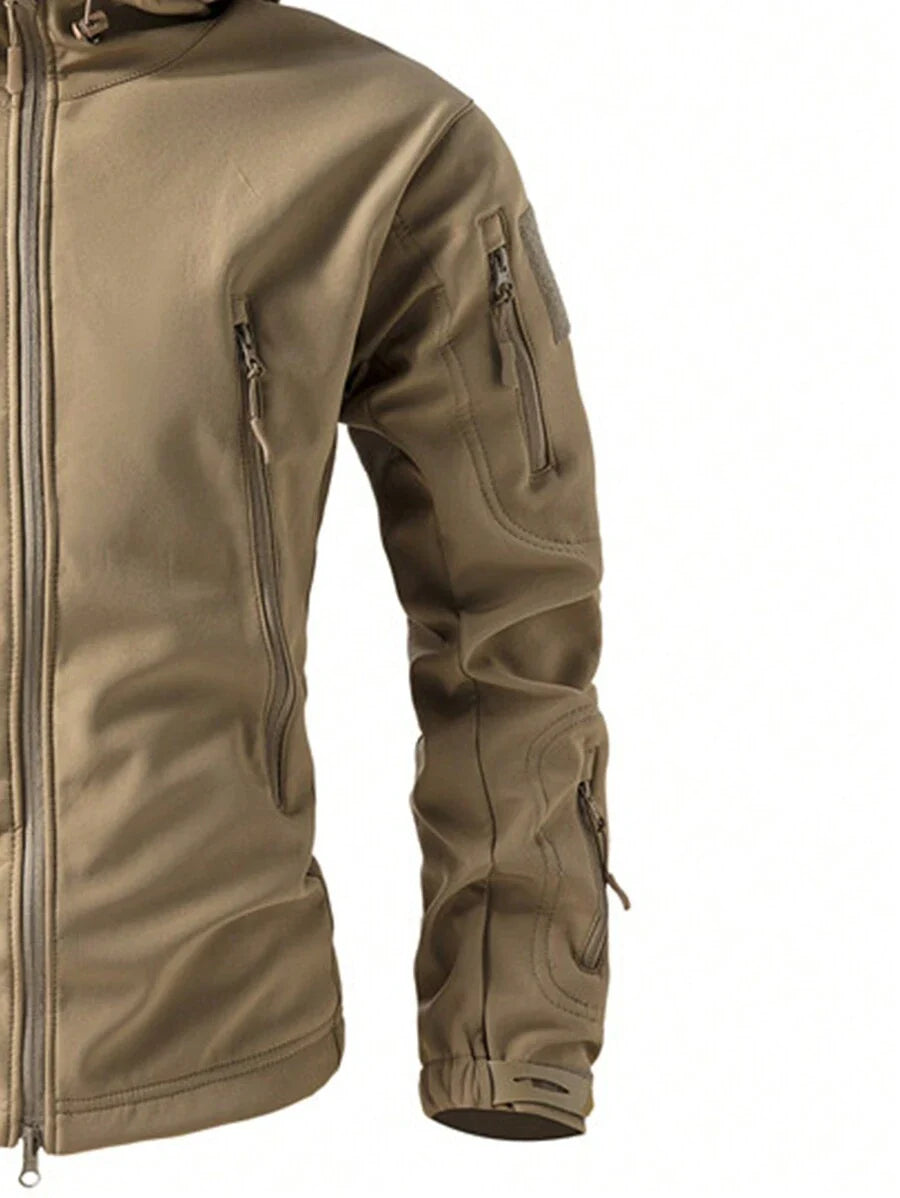 Men's Fleece Casual Sports Jacket, Windproof And Waterproof Outdoor Softshell Coat For Autumn And Winter